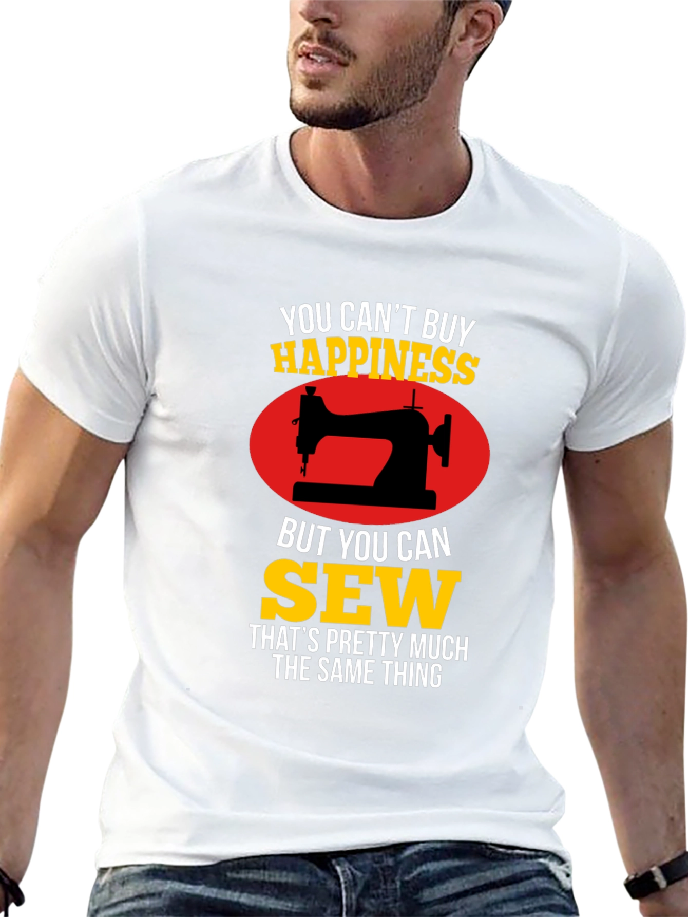 Black Sewing Happiness T-Shirt - Gift for Seamstress view 13