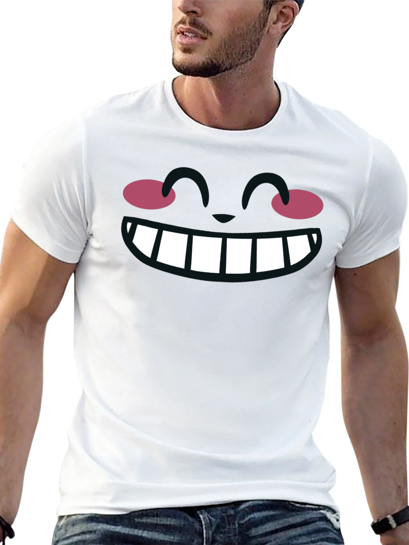 Black Funny Cartoon Face Graphic T-Shirt view 13