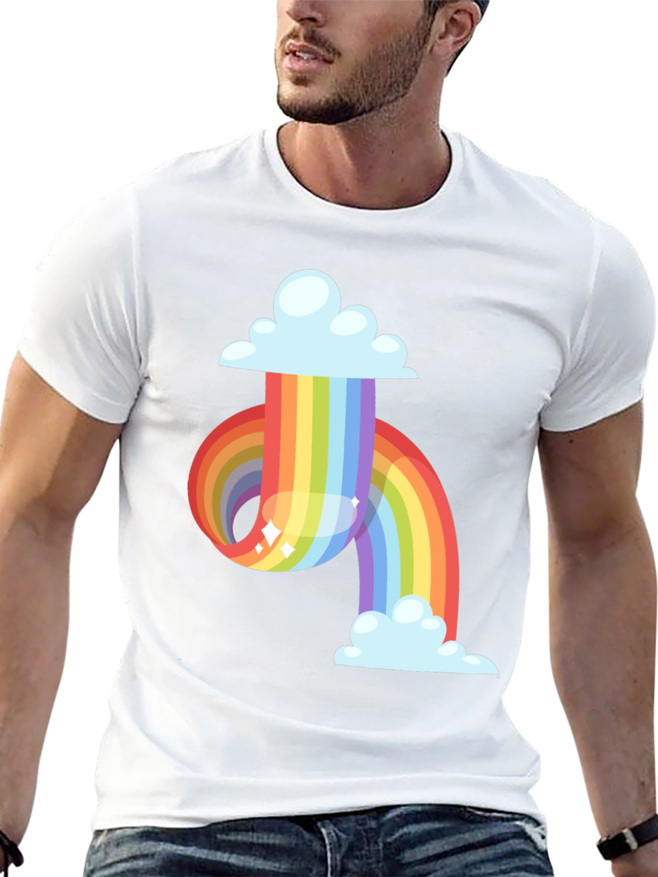 Black Rainbow Cloud Graphic Tee - Soft Cotton Blend view 13