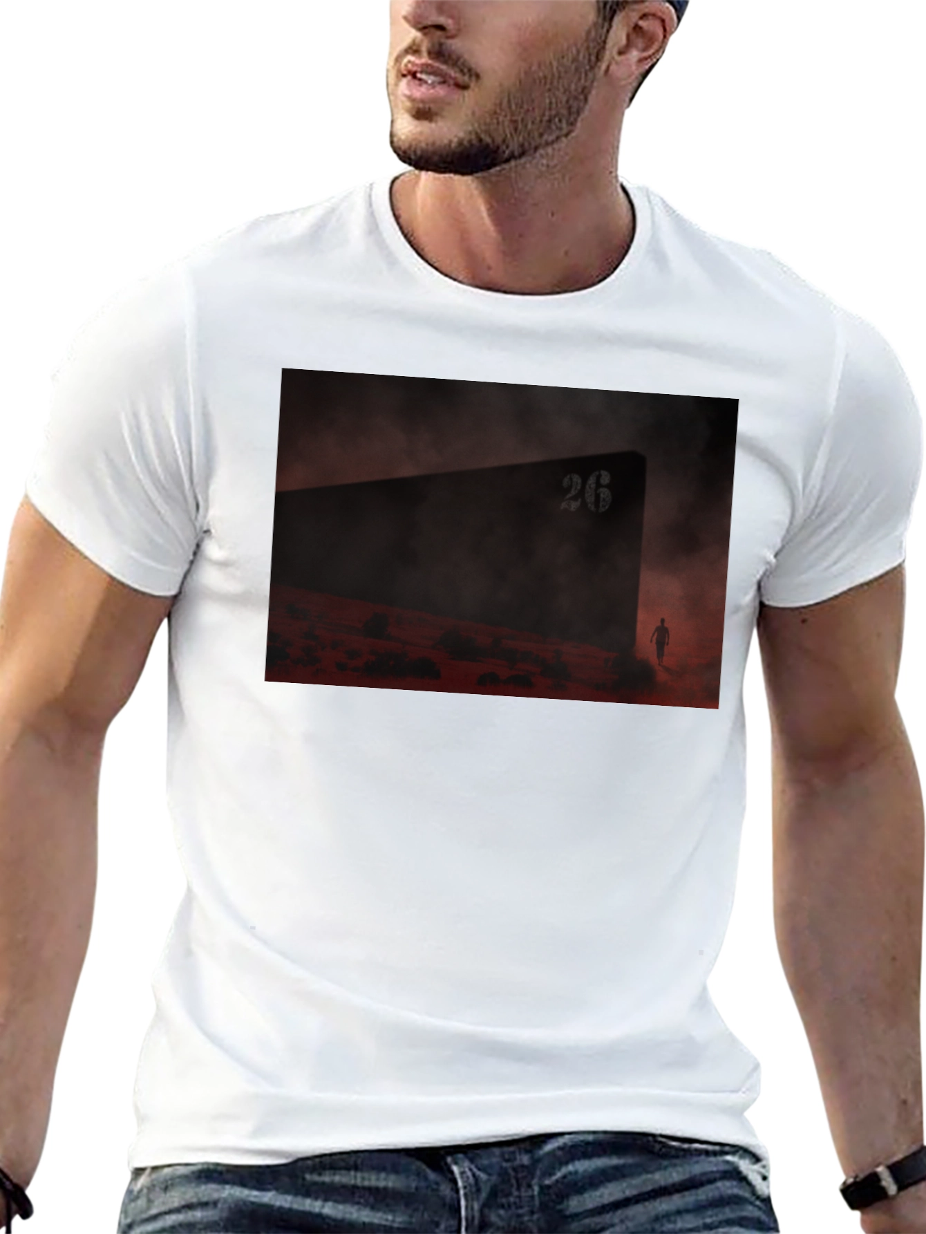 Black Abstract Landscape Graphic T-Shirt view 13
