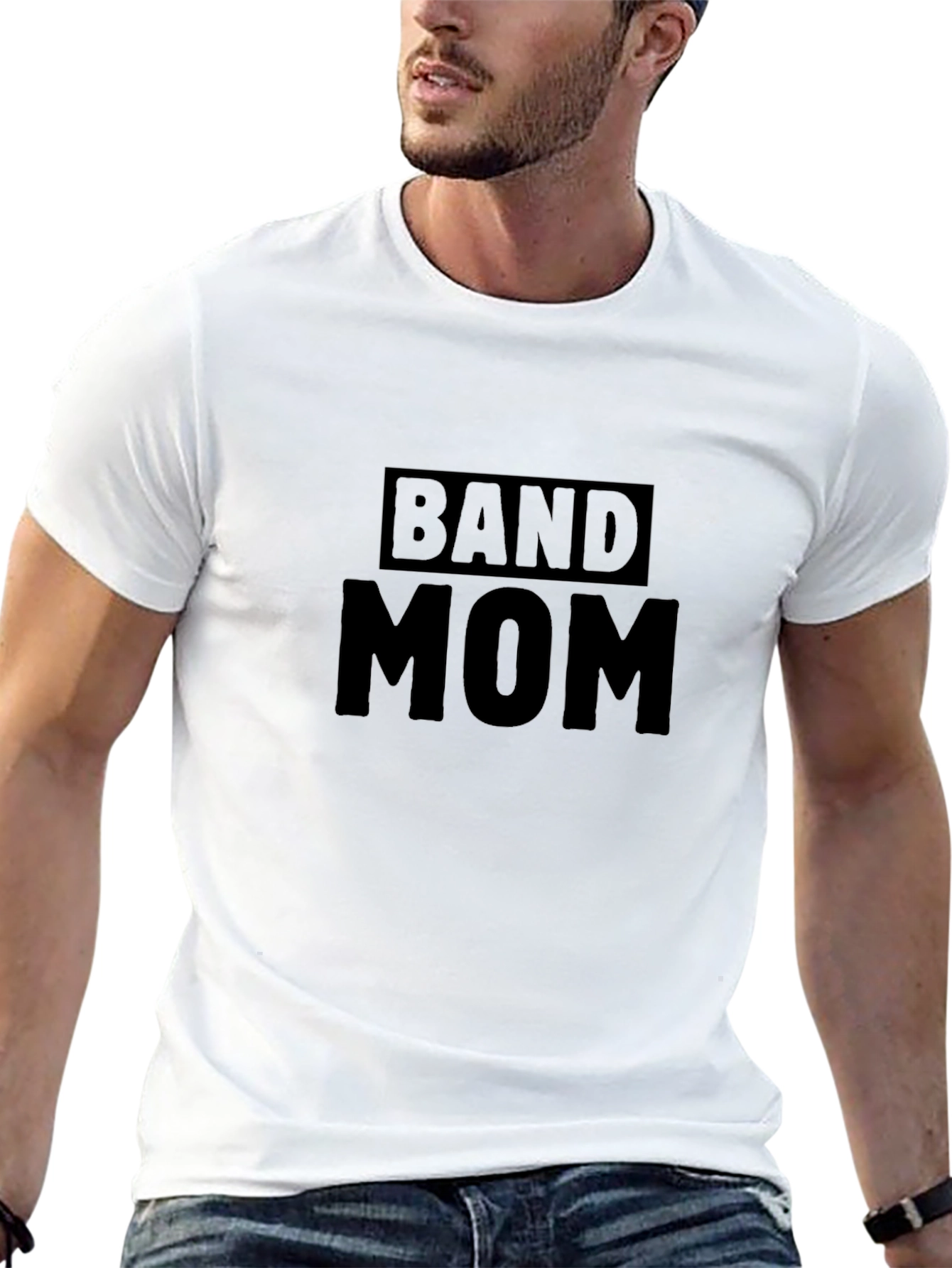 Black Band Mom Graphic Tee - Black Cotton T-Shirt view 13