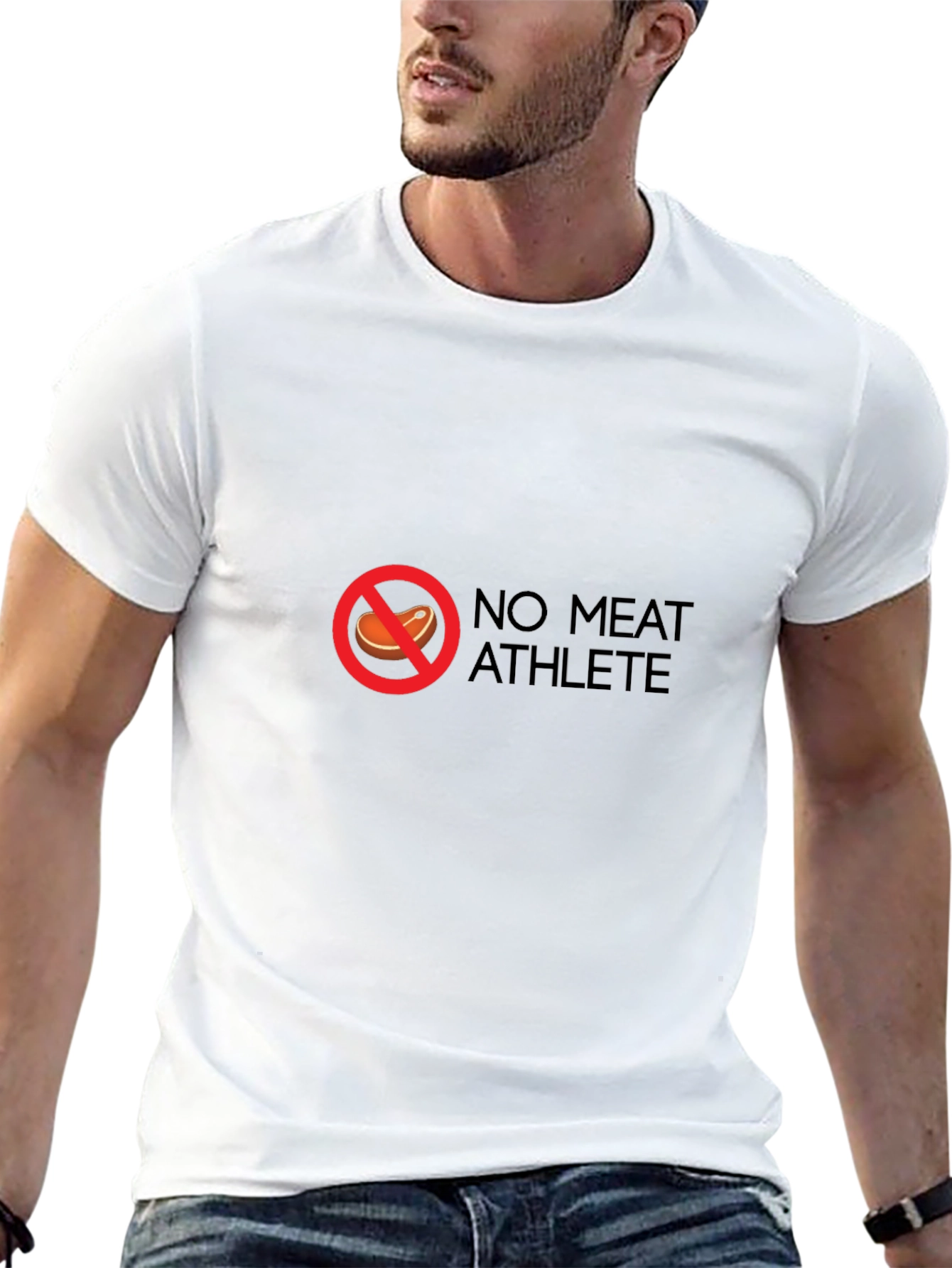 Black No Meat Athlete T-Shirt - Black Vegan Fitness Tee view 13
