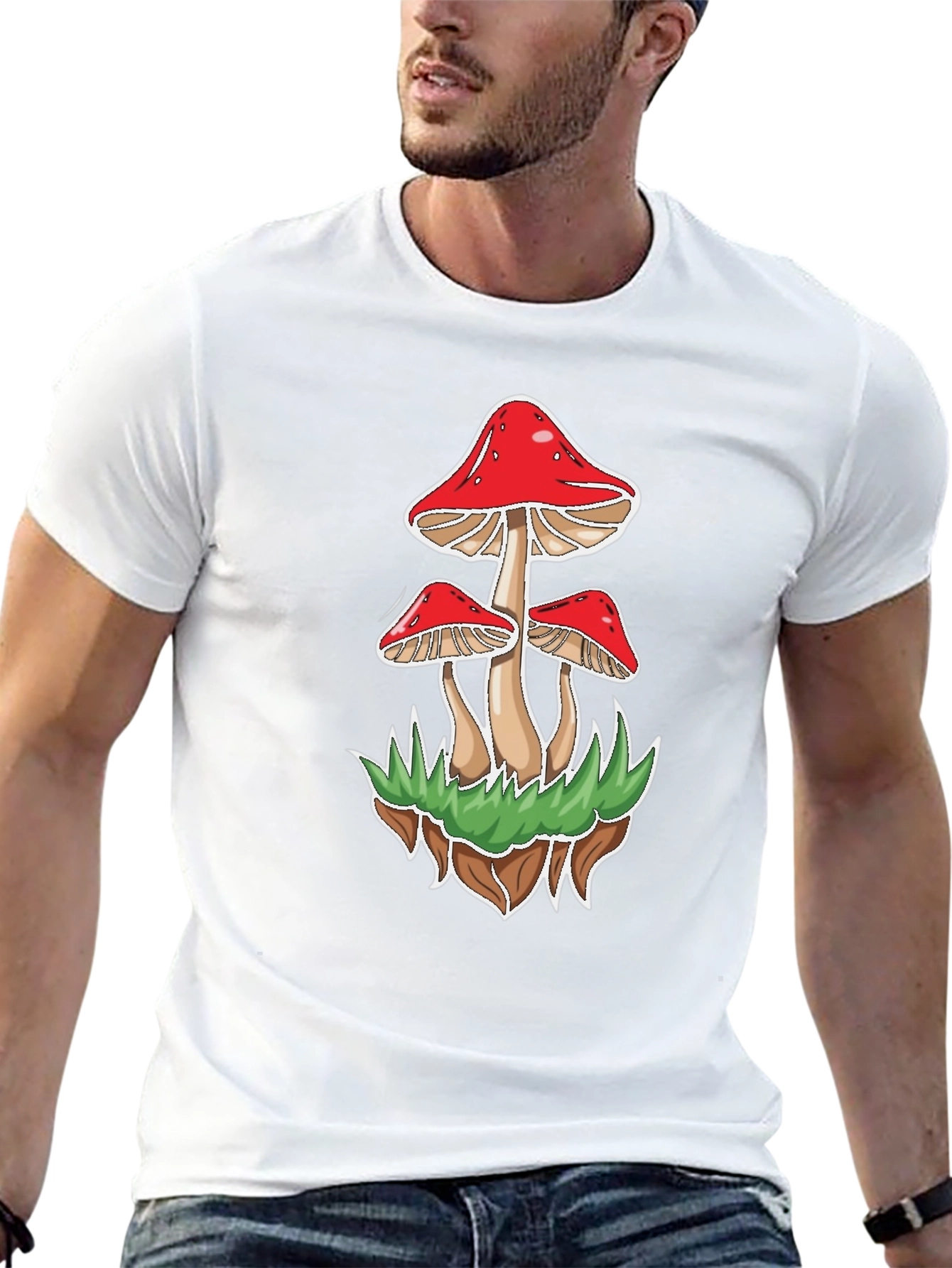 Black Mushroom Graphic Tee - Black Cotton Blend view 13