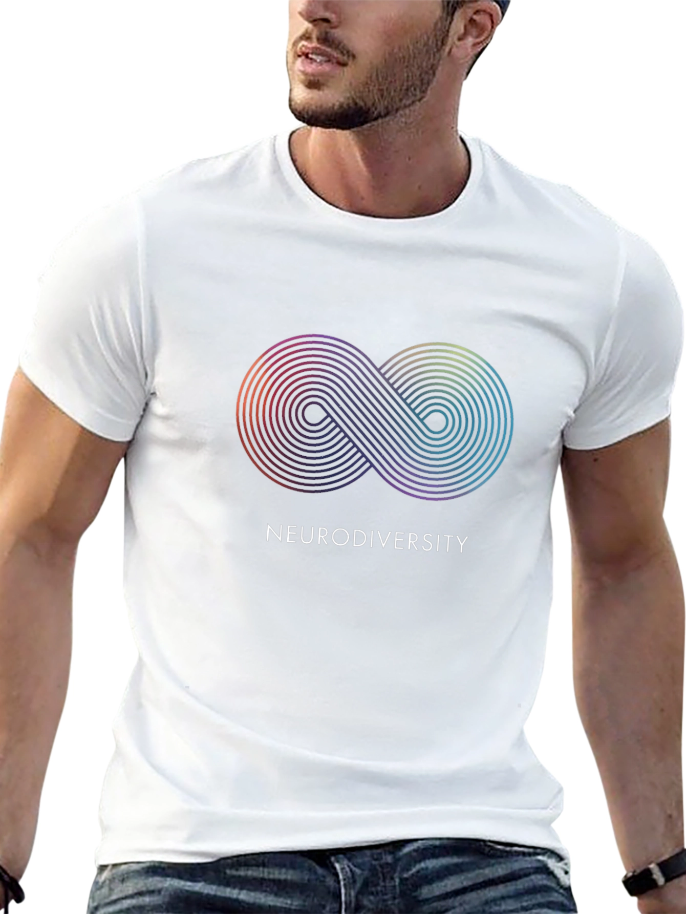 Black Neurodiversity Infinity Symbol Black T-Shirt view 13