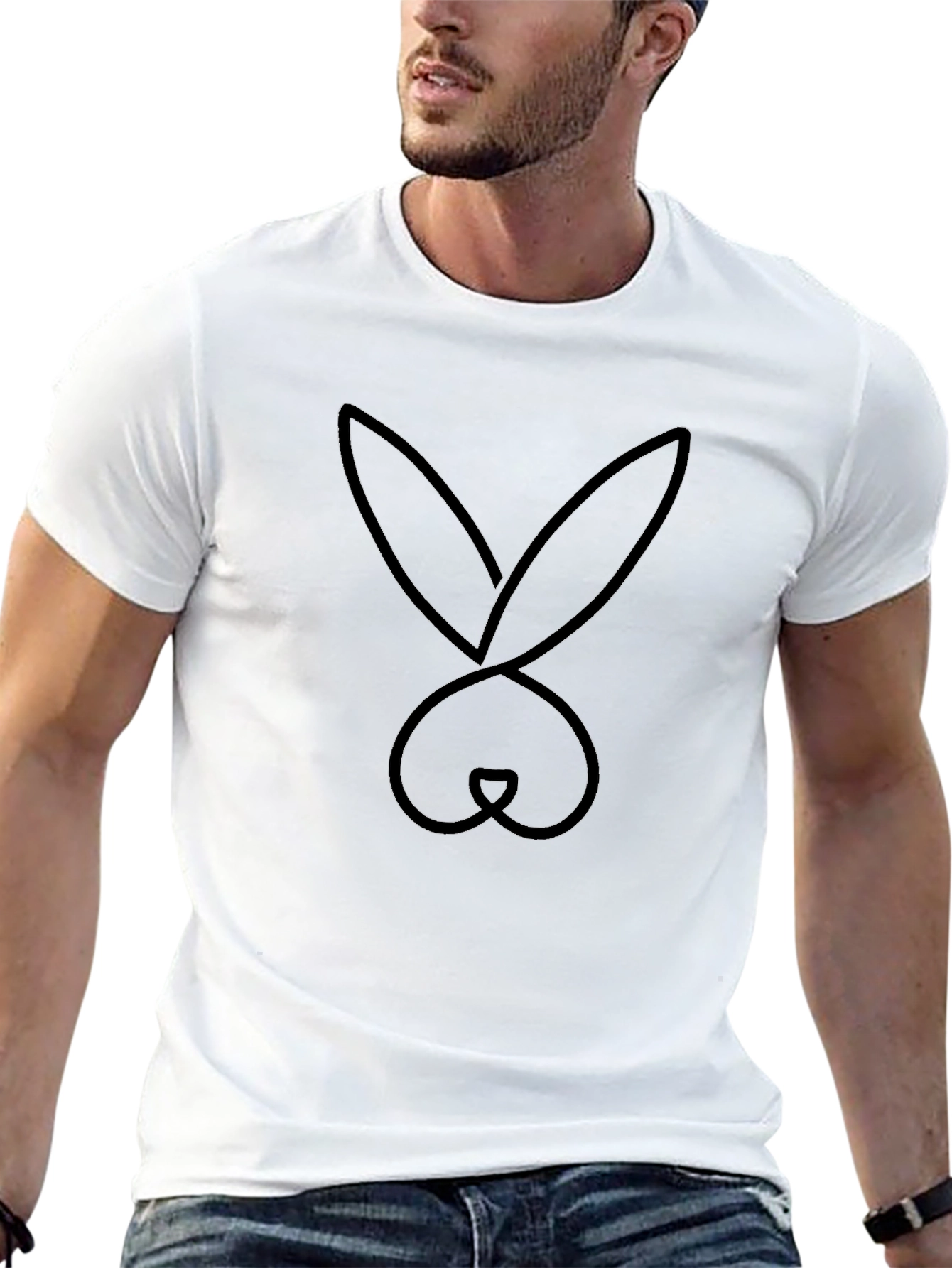 Black Black T-Shirt with Bunny Design view 13