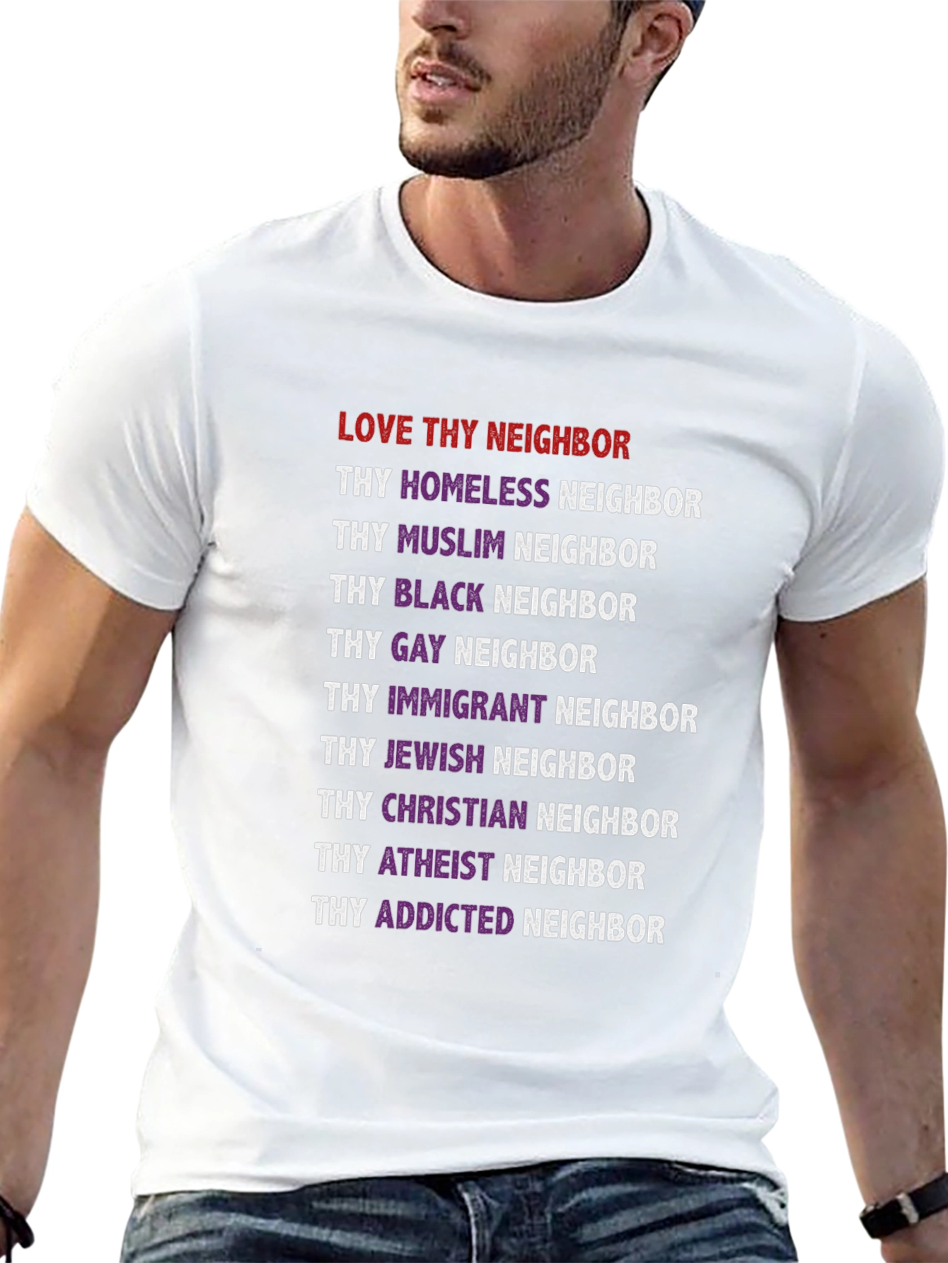 Love Thy Neighbor Graphic Tee - Black Unisex T-Shirt - 13