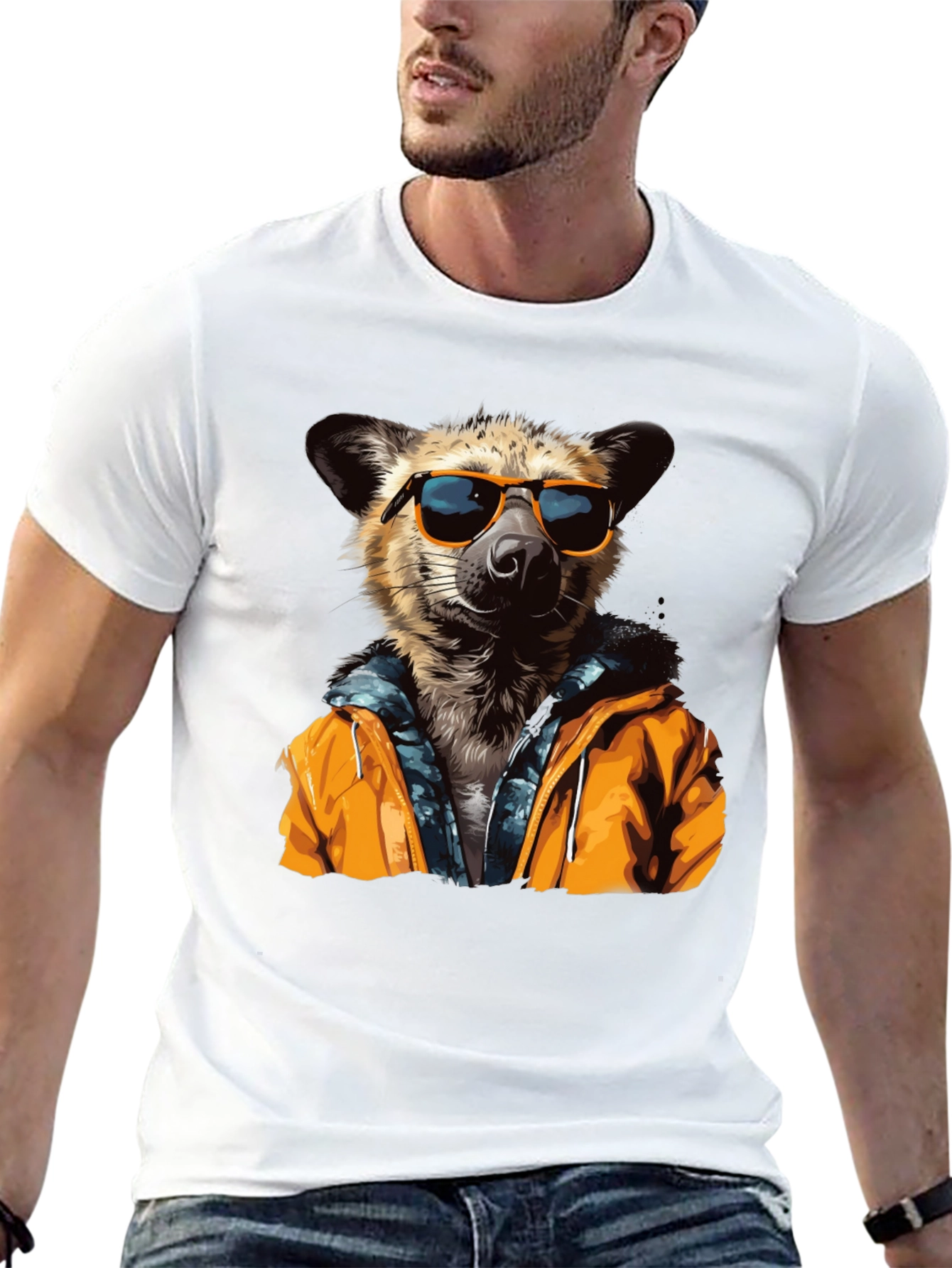 Black Cool Hyena Graphic Tee - Trendy Animal T-Shirt view 13