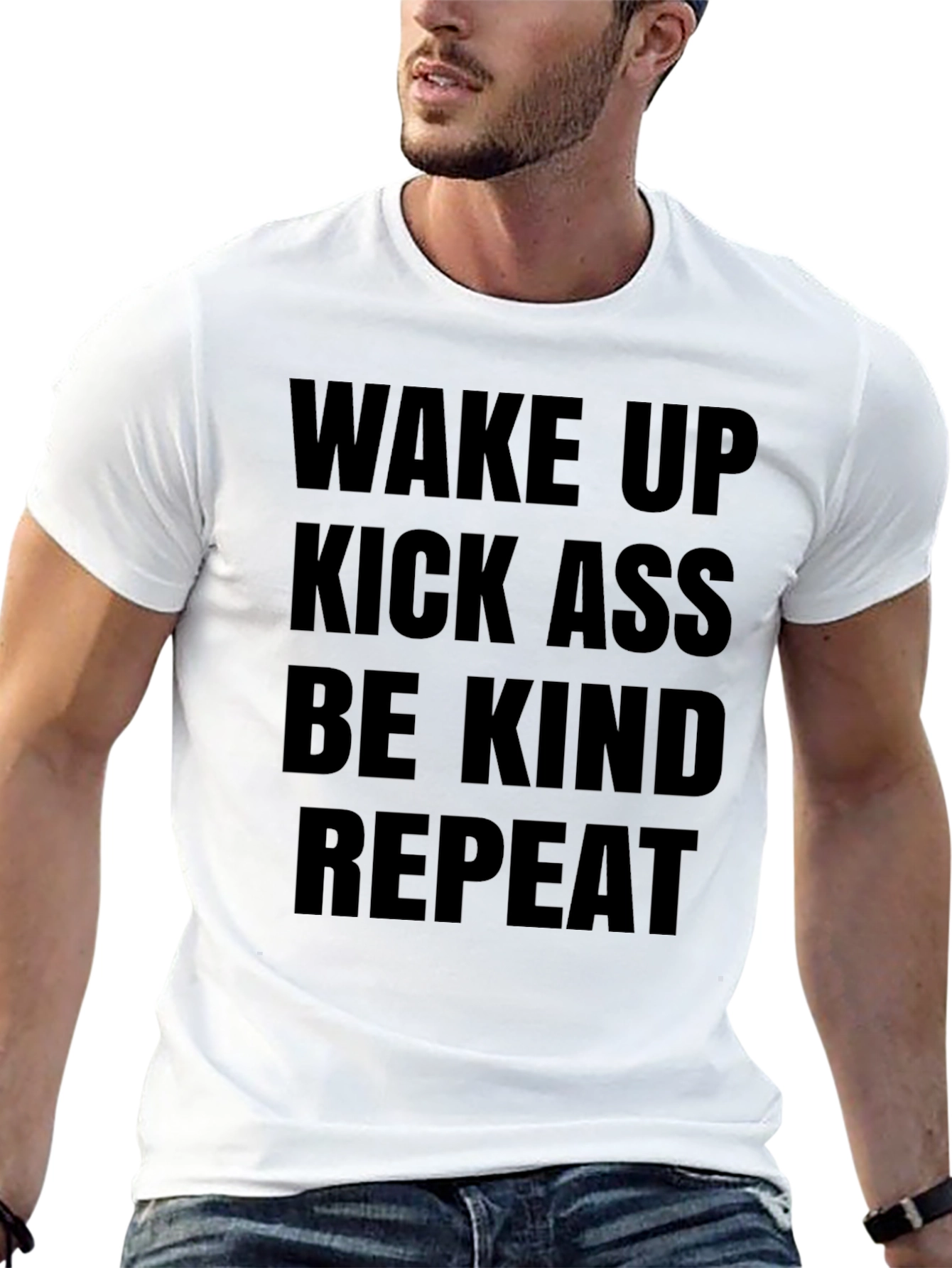Black Wake Up Kick Ass Be Kind T-Shirt view 13