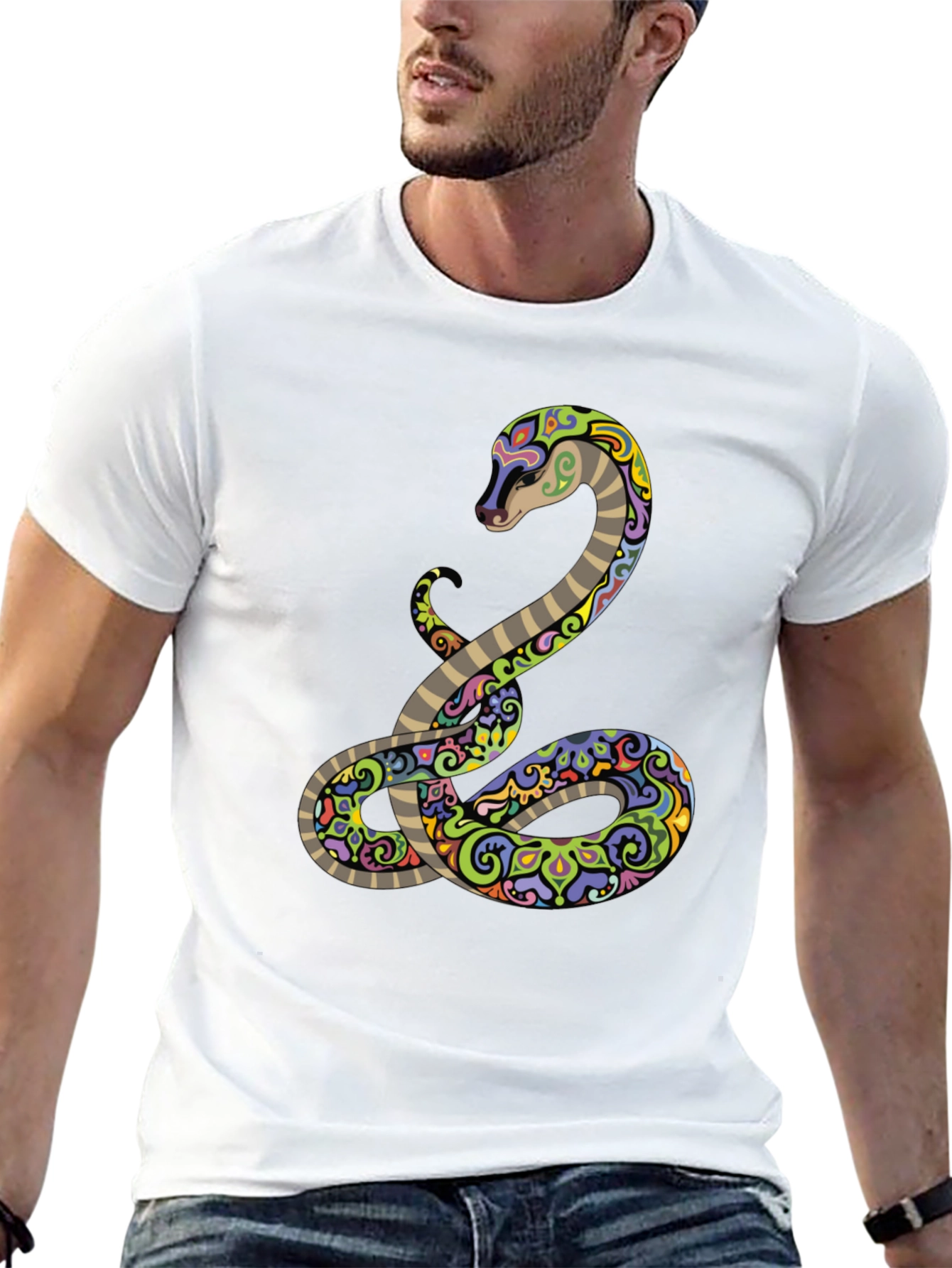 Black Cool Snake Graphic Tee - Black T-Shirt view 13