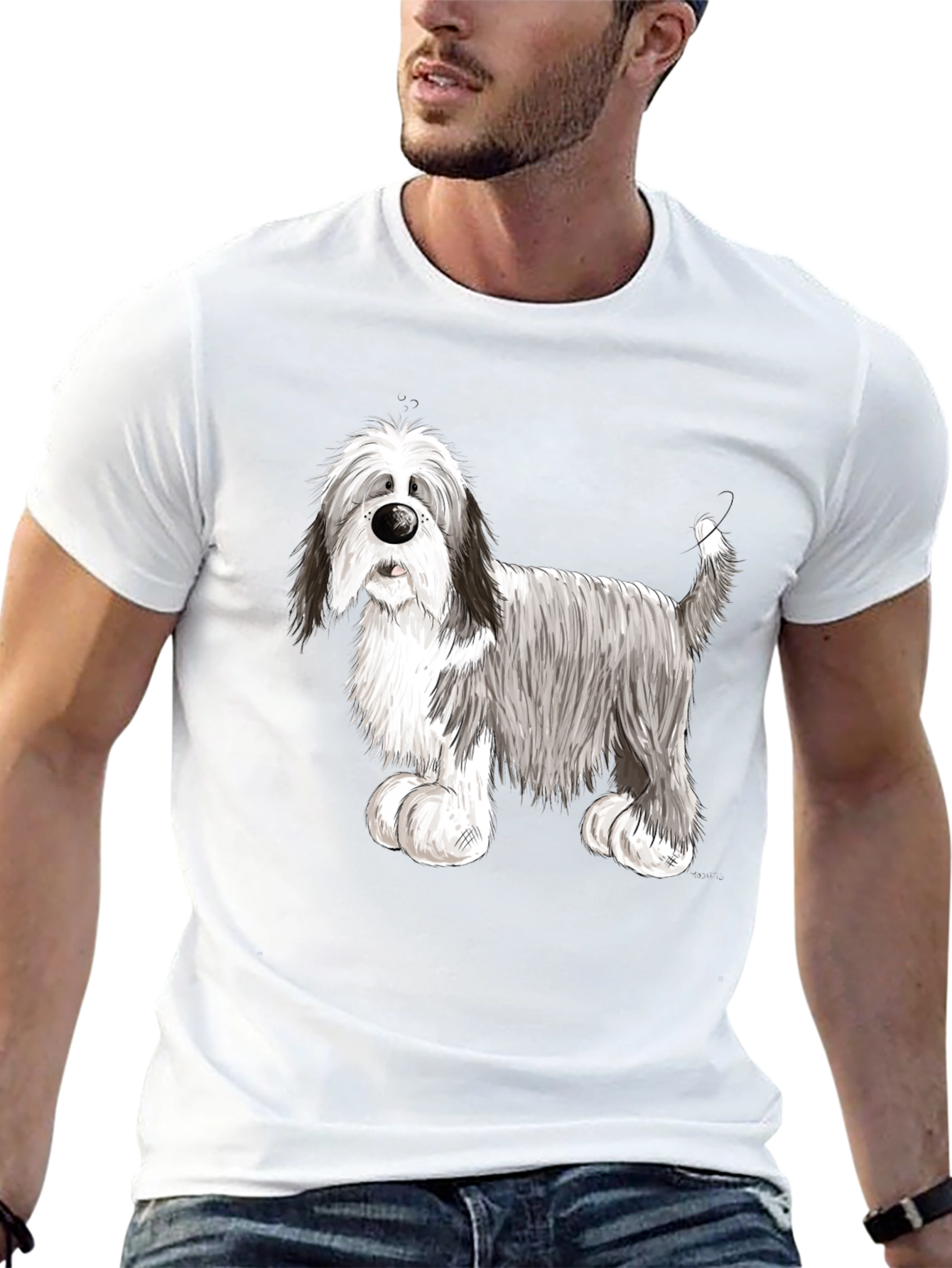 Black Bearded Collie Dog Graphic Tee - Black view 13