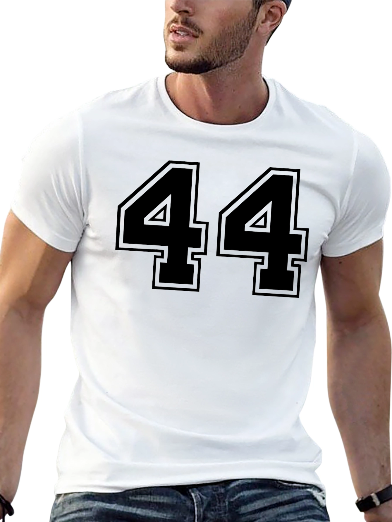 Black Black T-Shirt with Bold Number 44 Design view 13