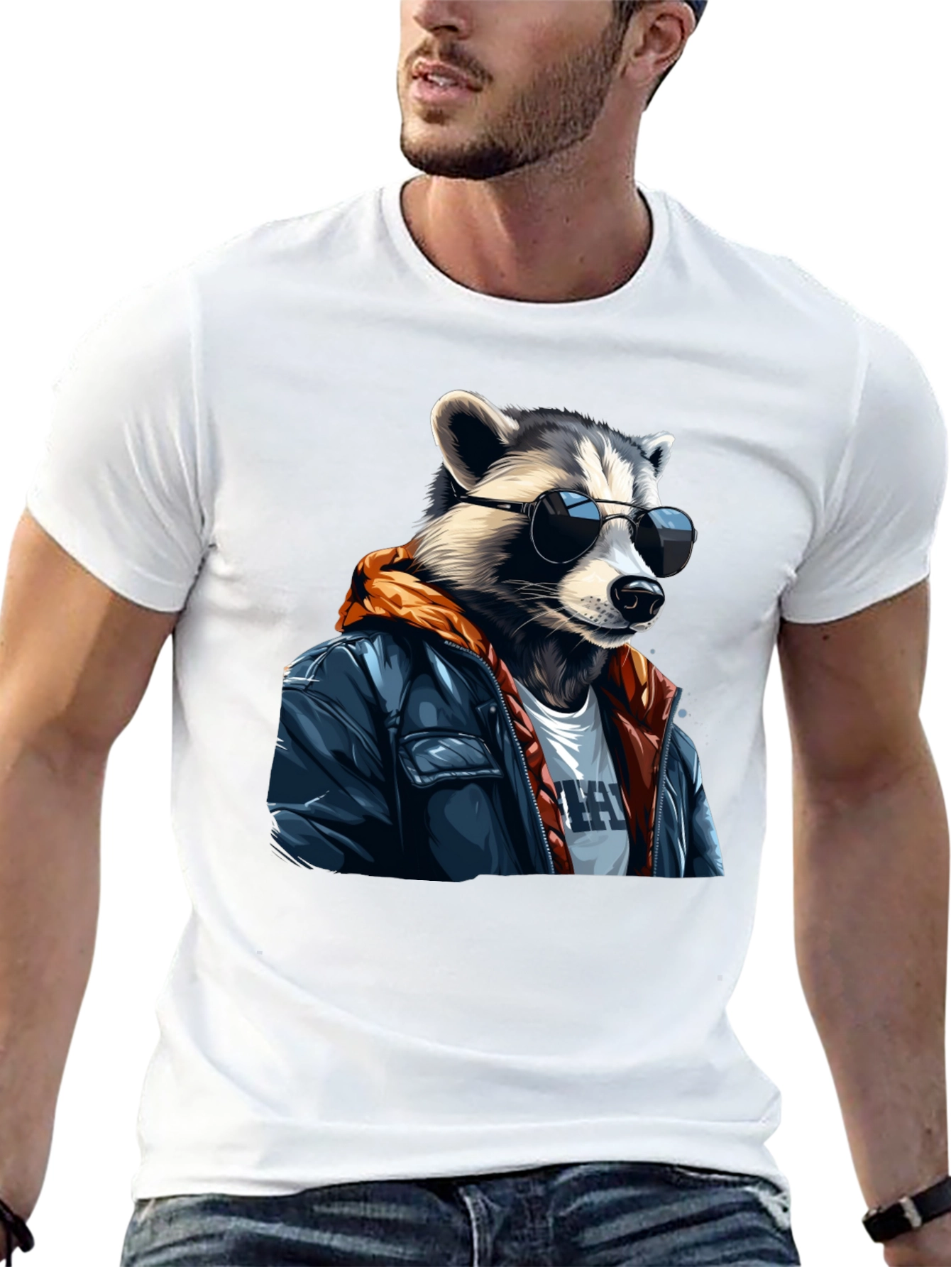 Black Cool Raccoon Graphic Tee - Black T-Shirt view 13