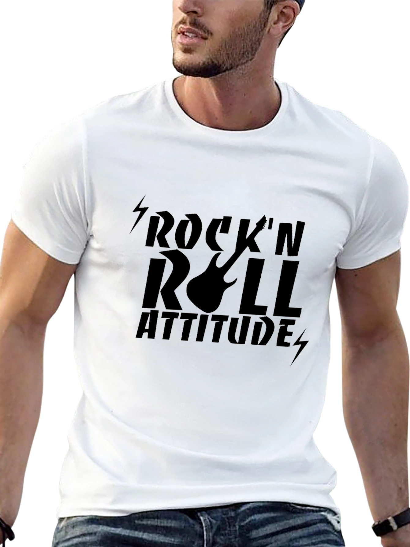 Black Rock'n'Roll Attitude Graphic Black T-Shirt view 13