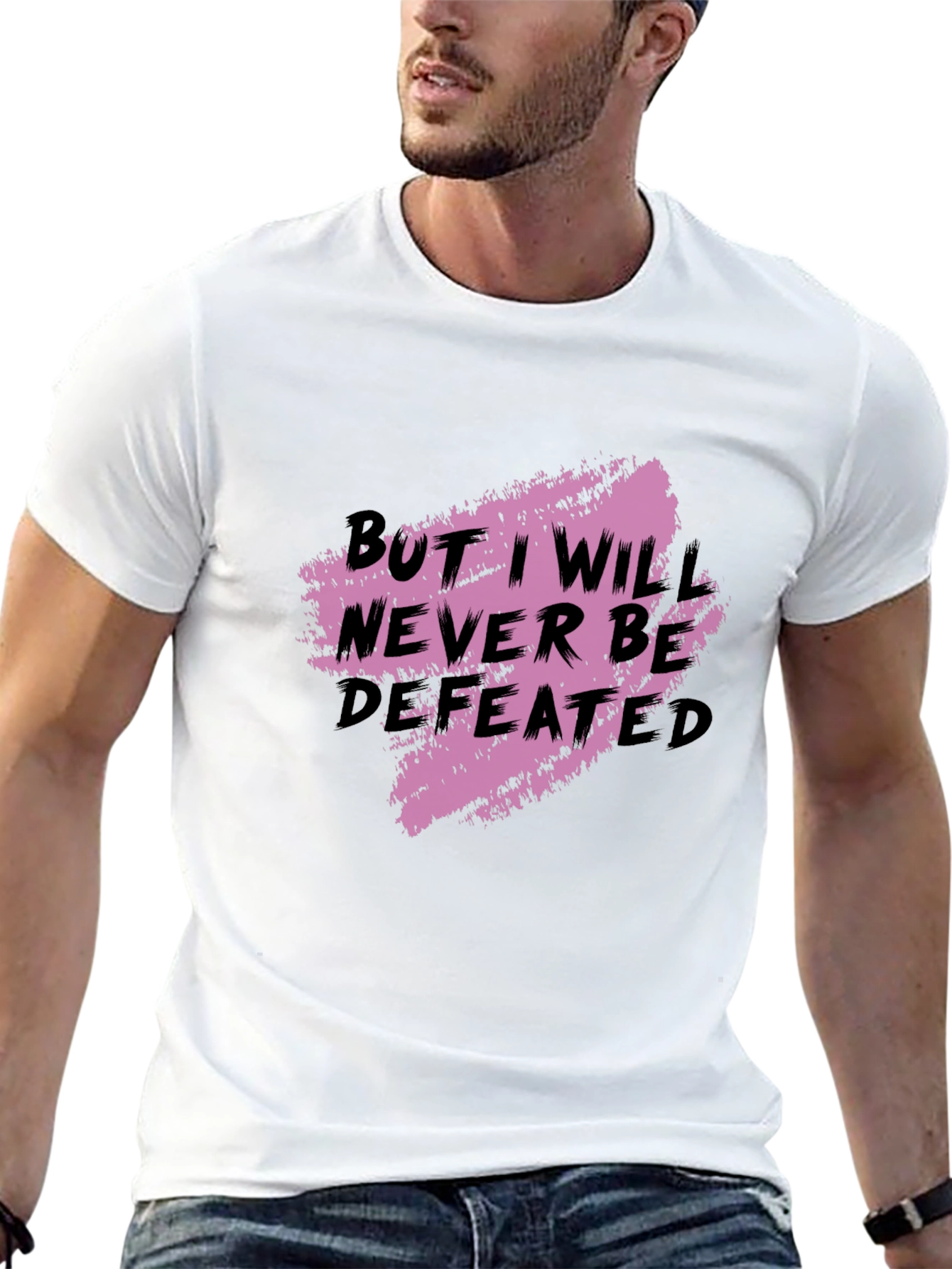 Black Never Be Defeated Graphic T-Shirt view 13