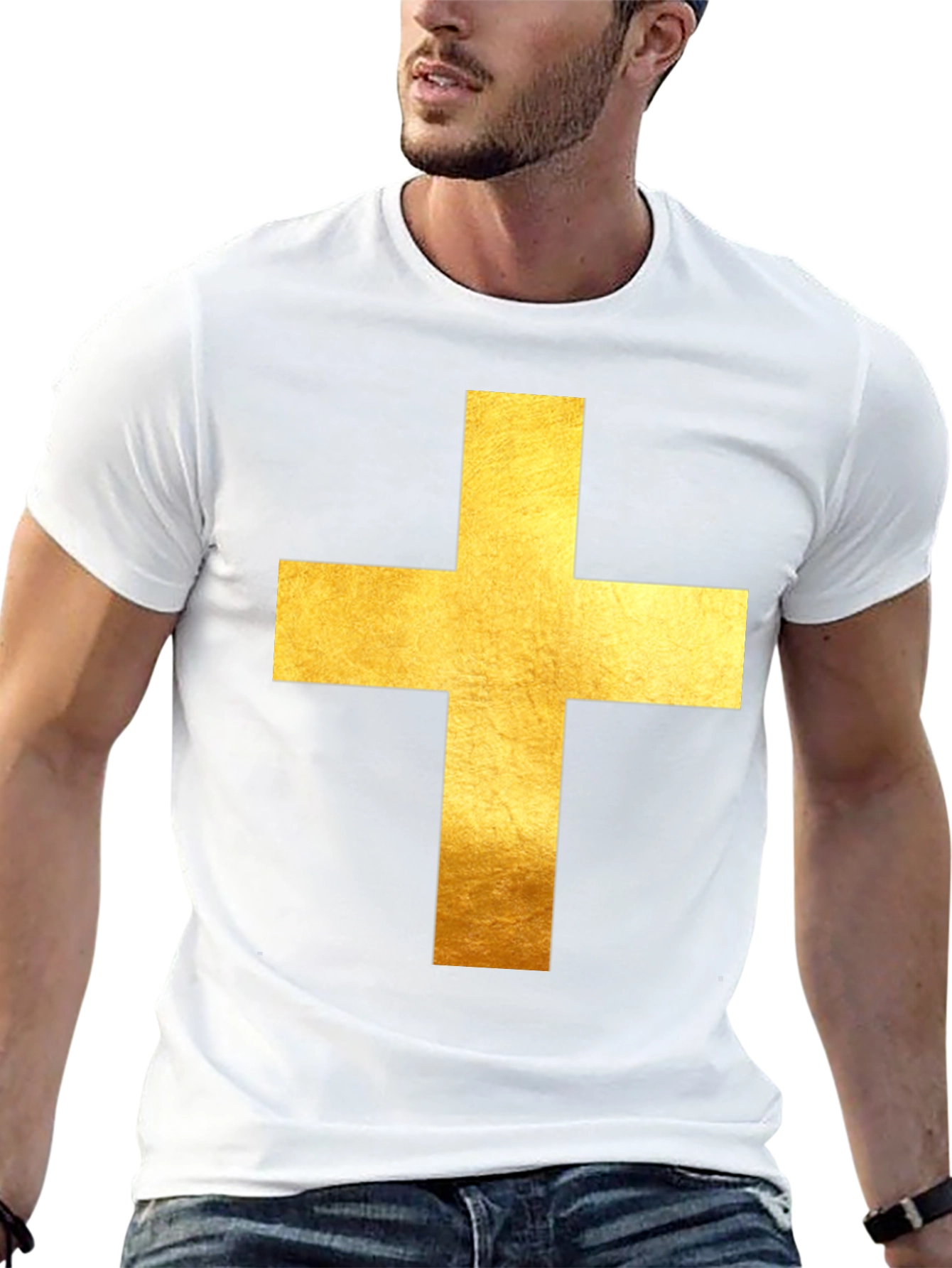 Black Gold Cross Graphic Black T-Shirt view 13