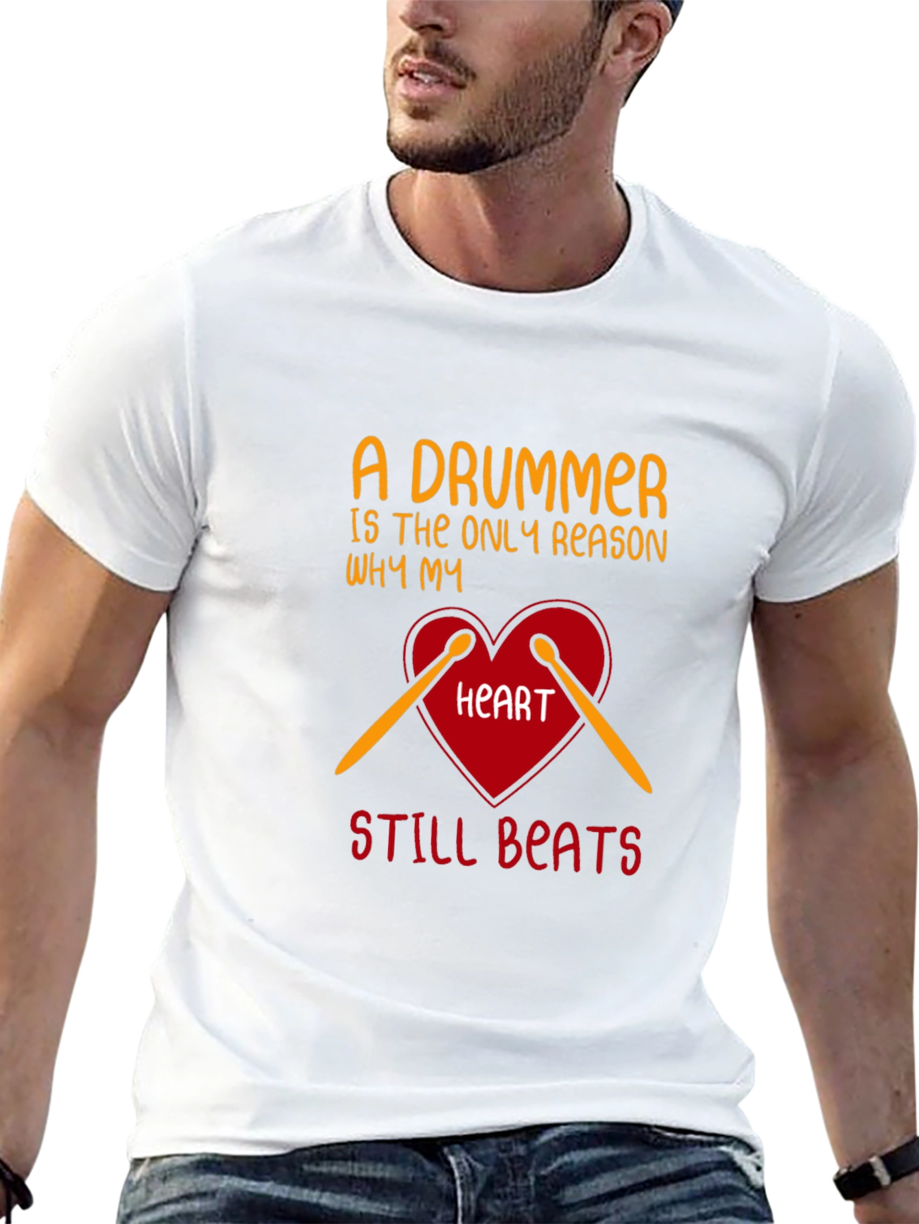 Black Drummer Heartbeat Tee - Music Lover T-Shirt view 13