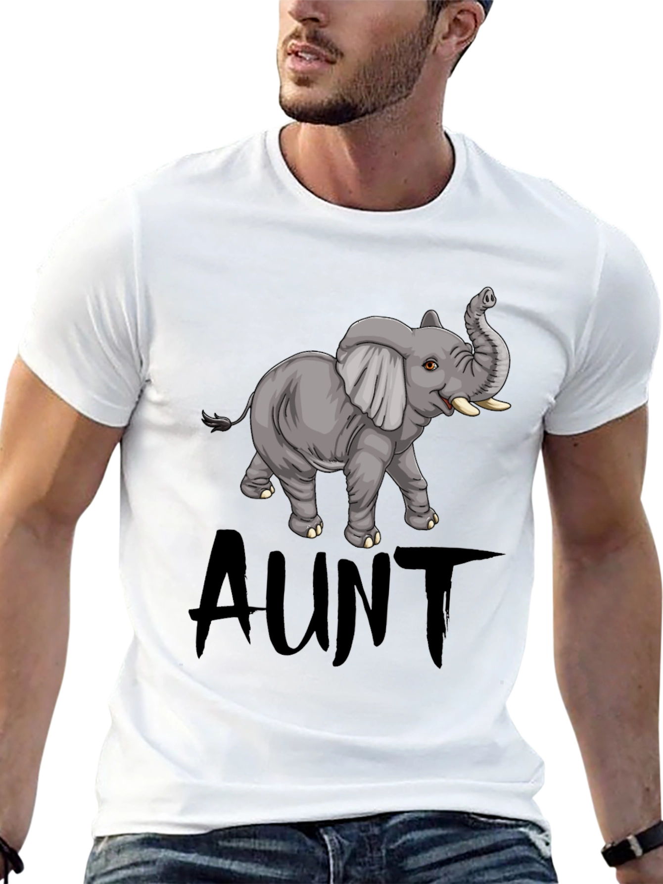 Black Cute Aunt Elephant Graphic Tee - Black view 13