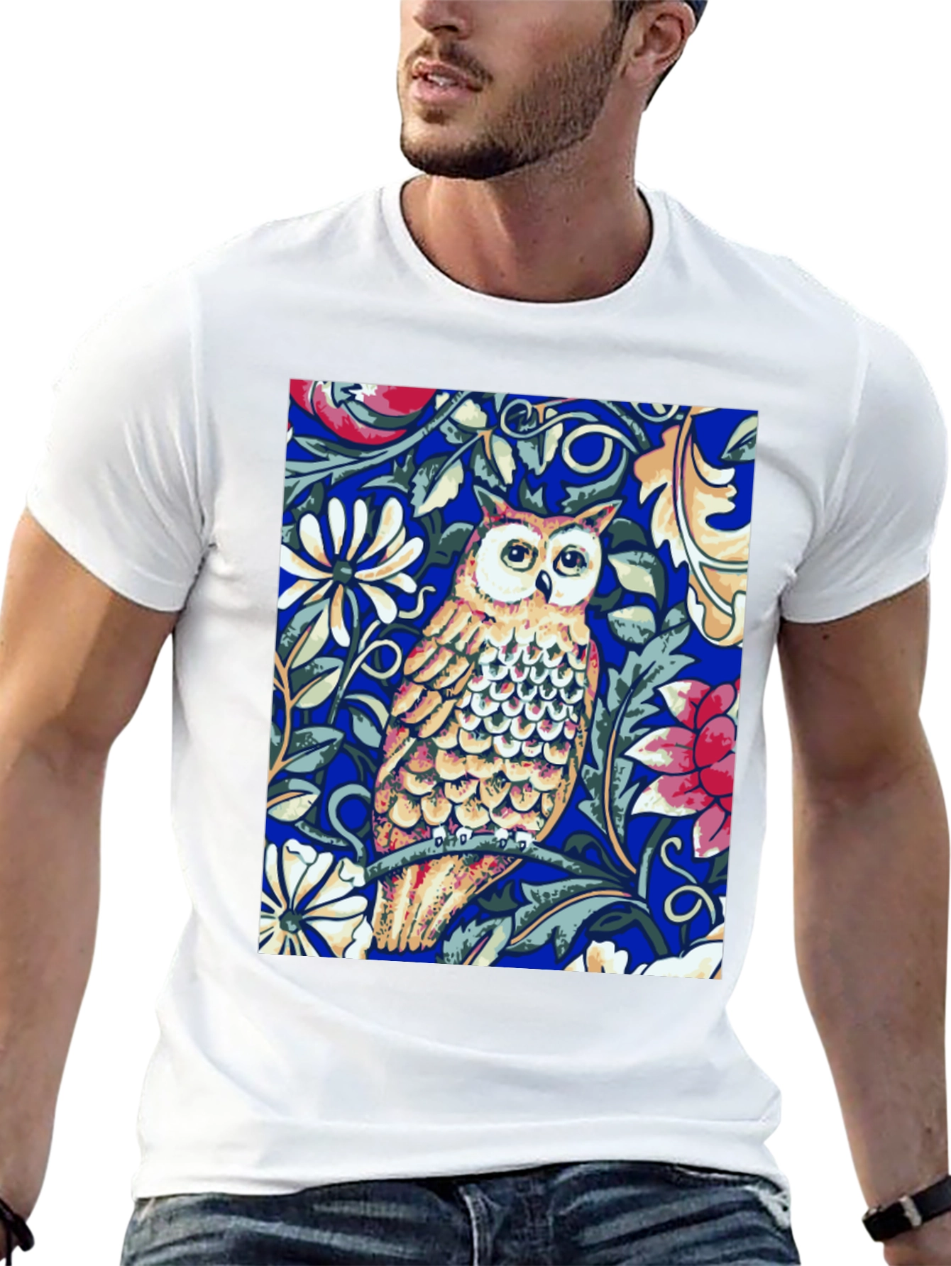 Black Owl Floral T-Shirt - Unique Graphic Tee view 13