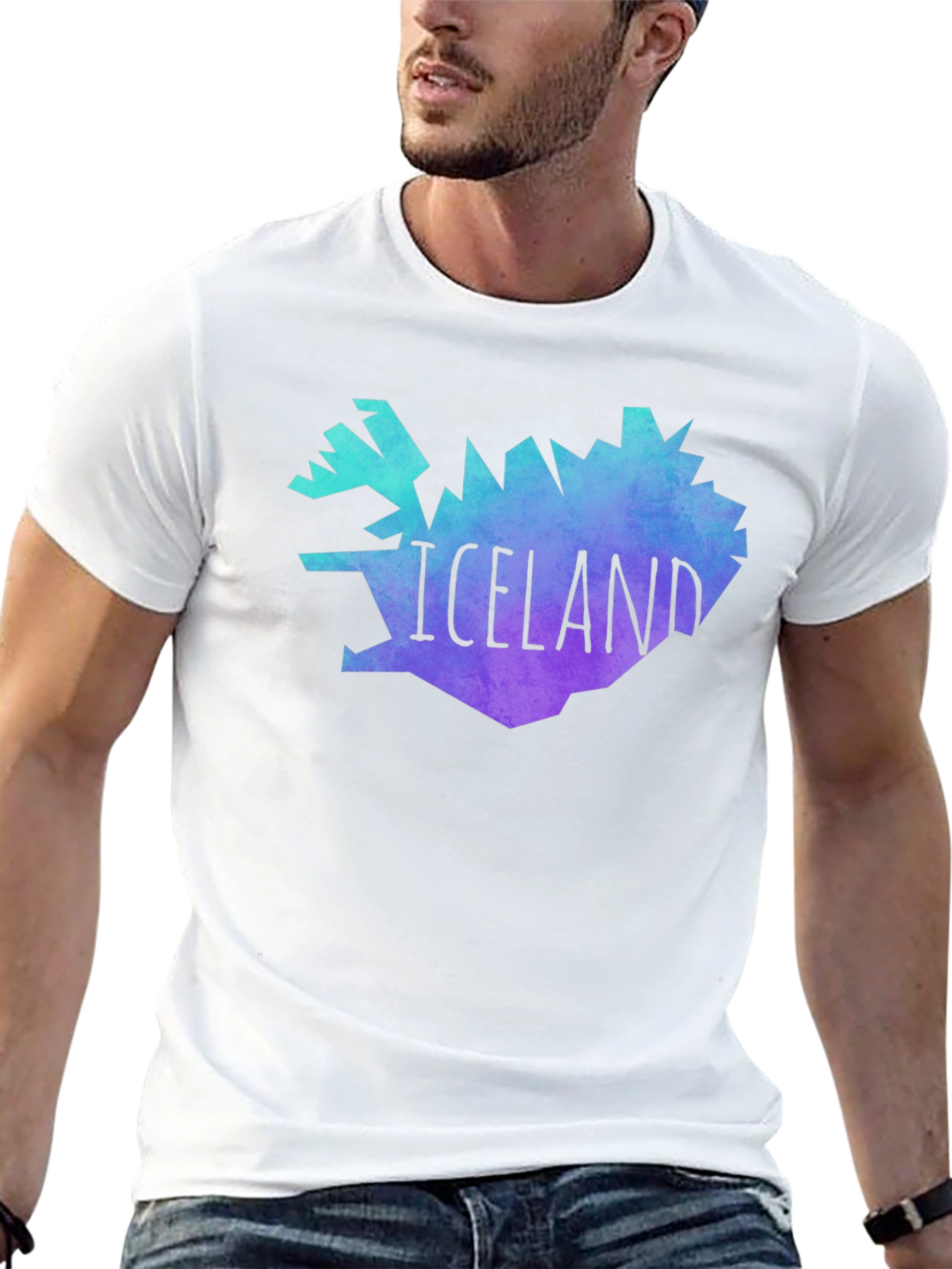 Black Iceland Map Graphic Tee - Black Unisex T-Shirt view 13