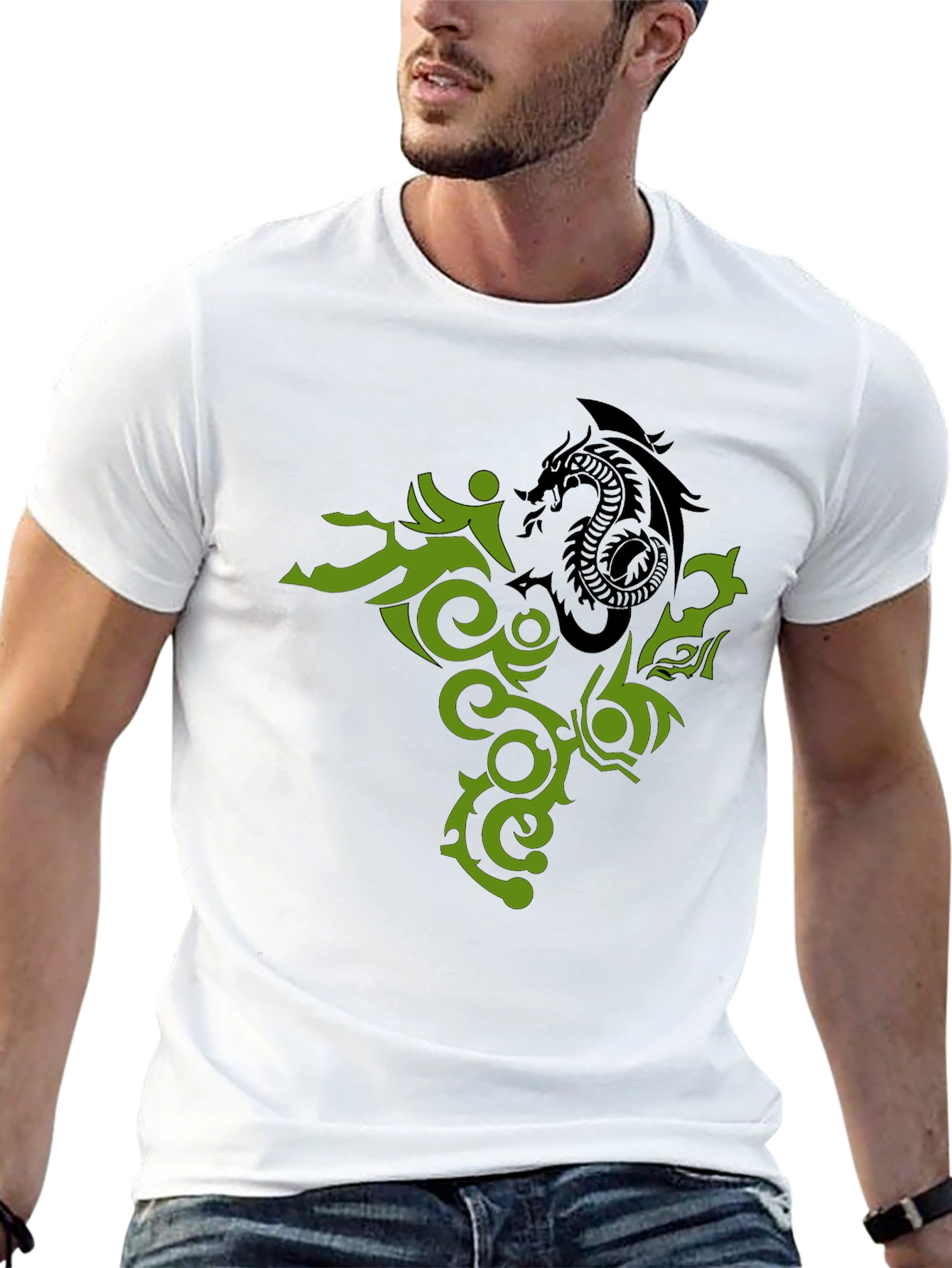 Black Dragon Tattoo Graphic Black T-Shirt view 13