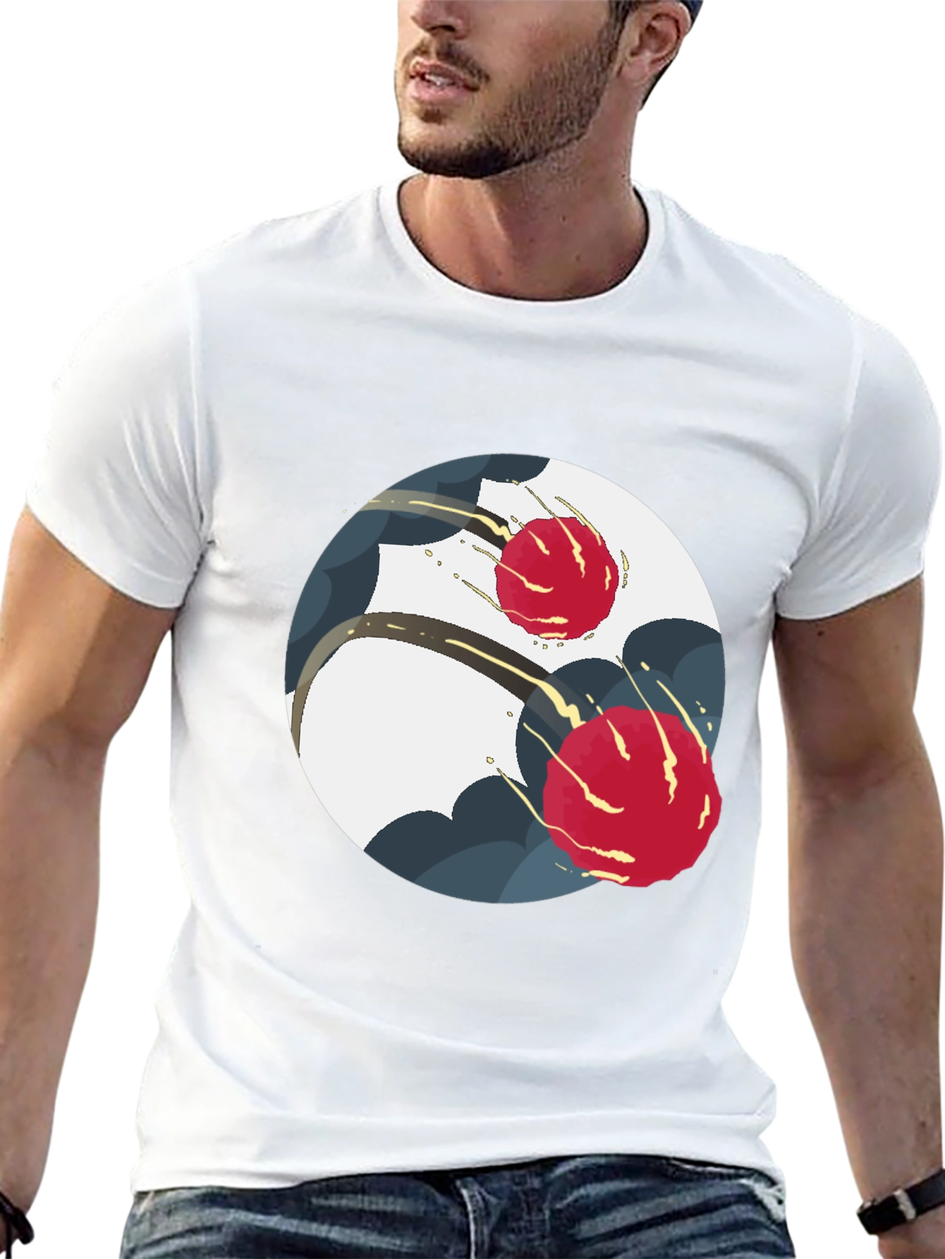 Black Modern Yin Yang Graphic Tee - Black view 13