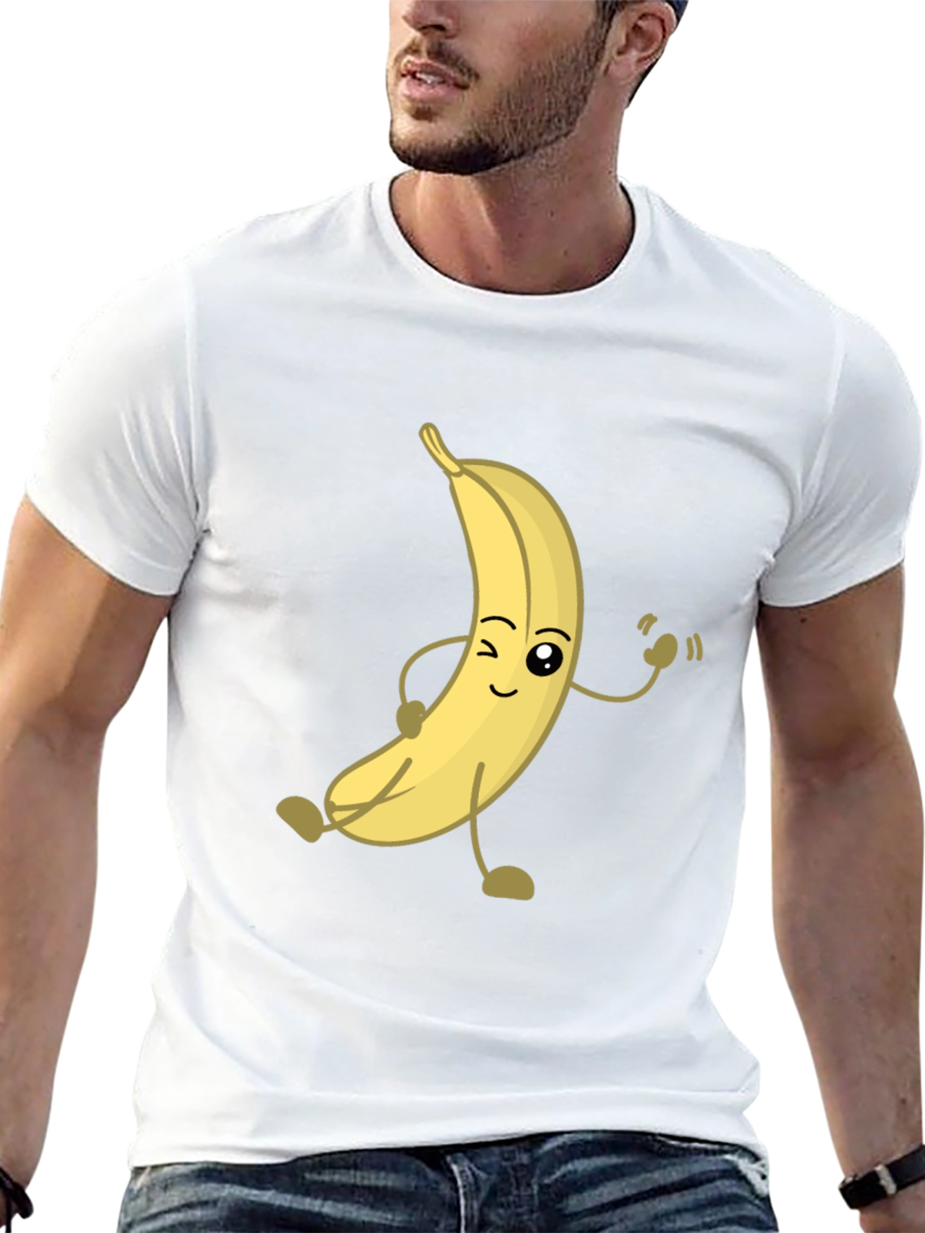 Black Funny Banana Cartoon Graphic T-Shirt view 13