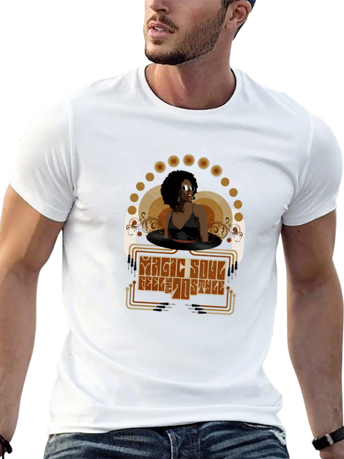 Black Retro Magic Soul Style Graphic T-Shirt view 13
