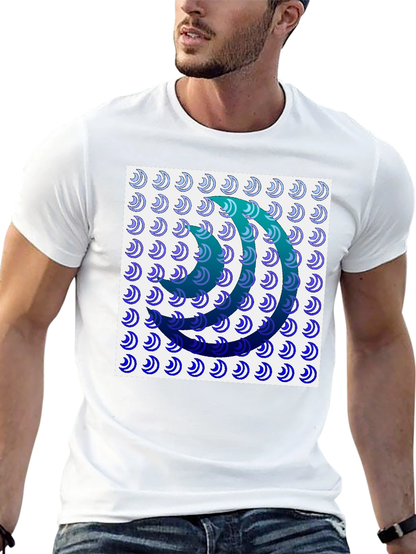 Abstract Wave Pattern Graphic T-Shirt - 13