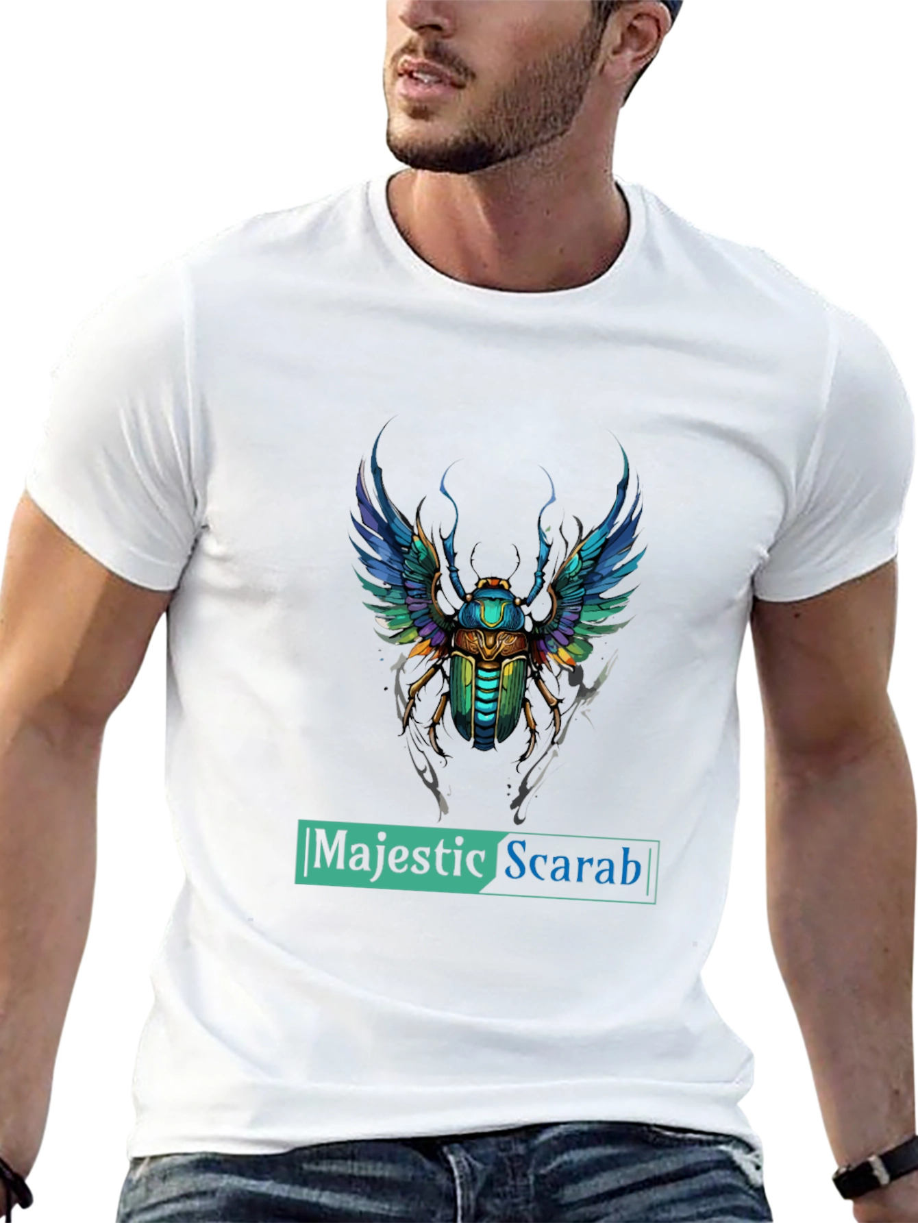 Black Majestic Scarab Graphic Tee - Premium Comfort Fit view 13