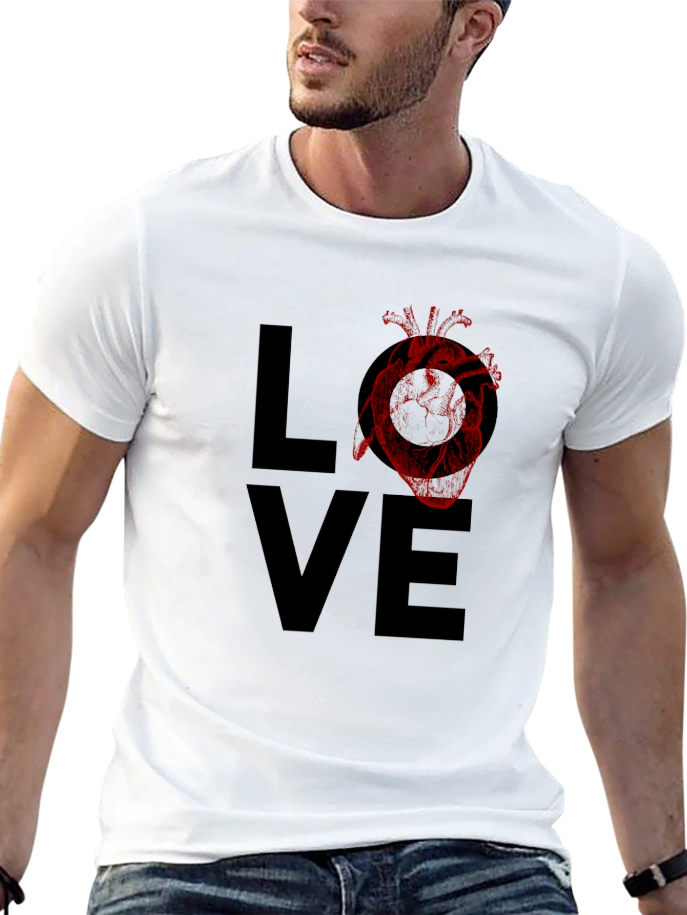 Black Love Heart Graphic Tee - Black view 13