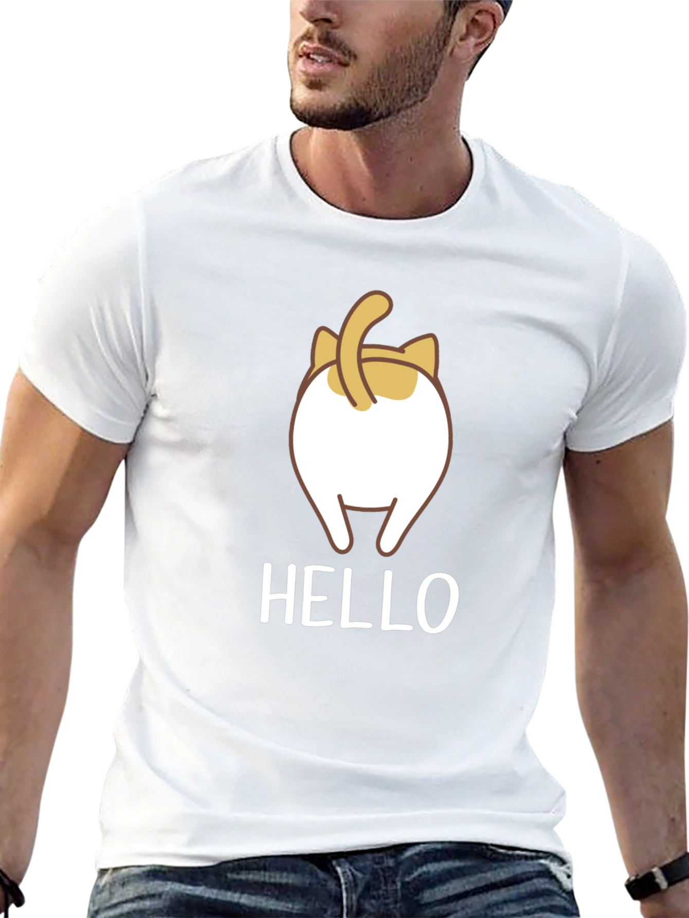 Black Funny Cat Butt T-Shirt - Hello! view 13