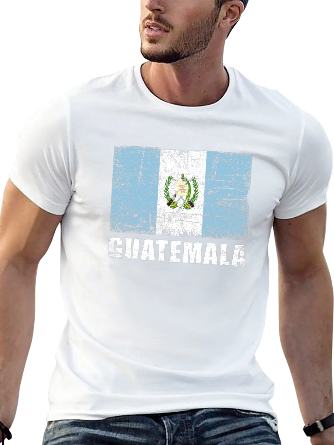 Guatemala Flag Graphic T-Shirt - Distressed Design - 13