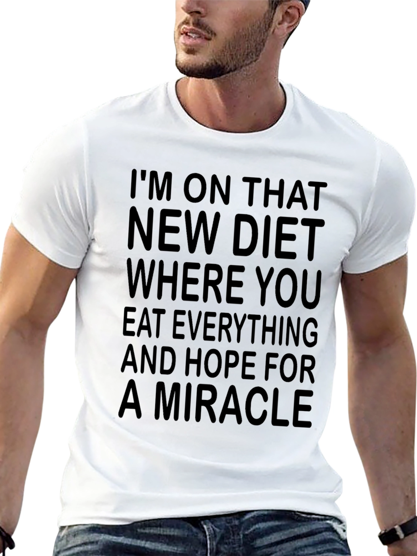 Black Funny Diet T-Shirt - Hope for a Miracle view 13
