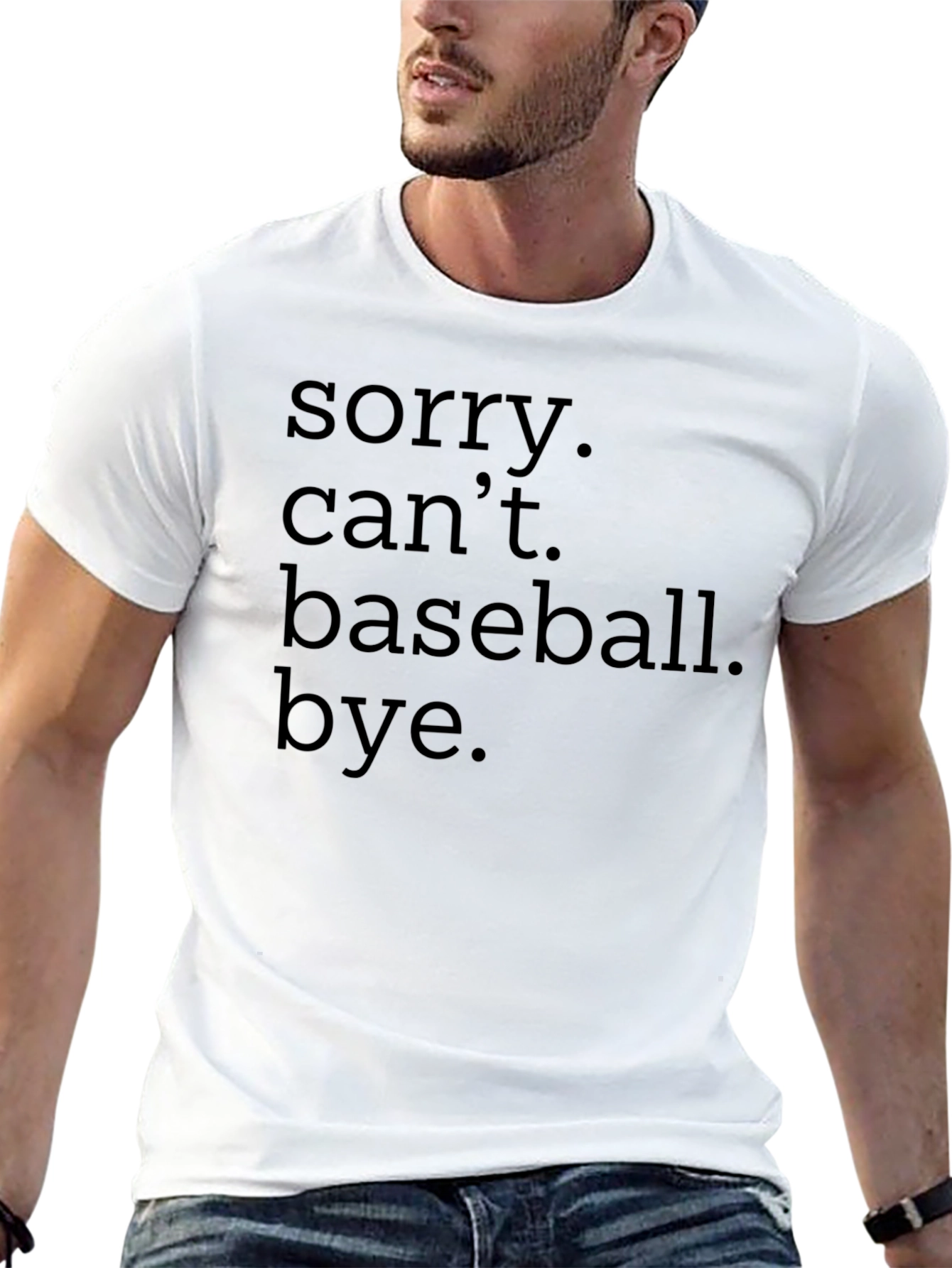 Black Funny Baseball T-Shirt - Sorry, Can't. Bye.  view 13