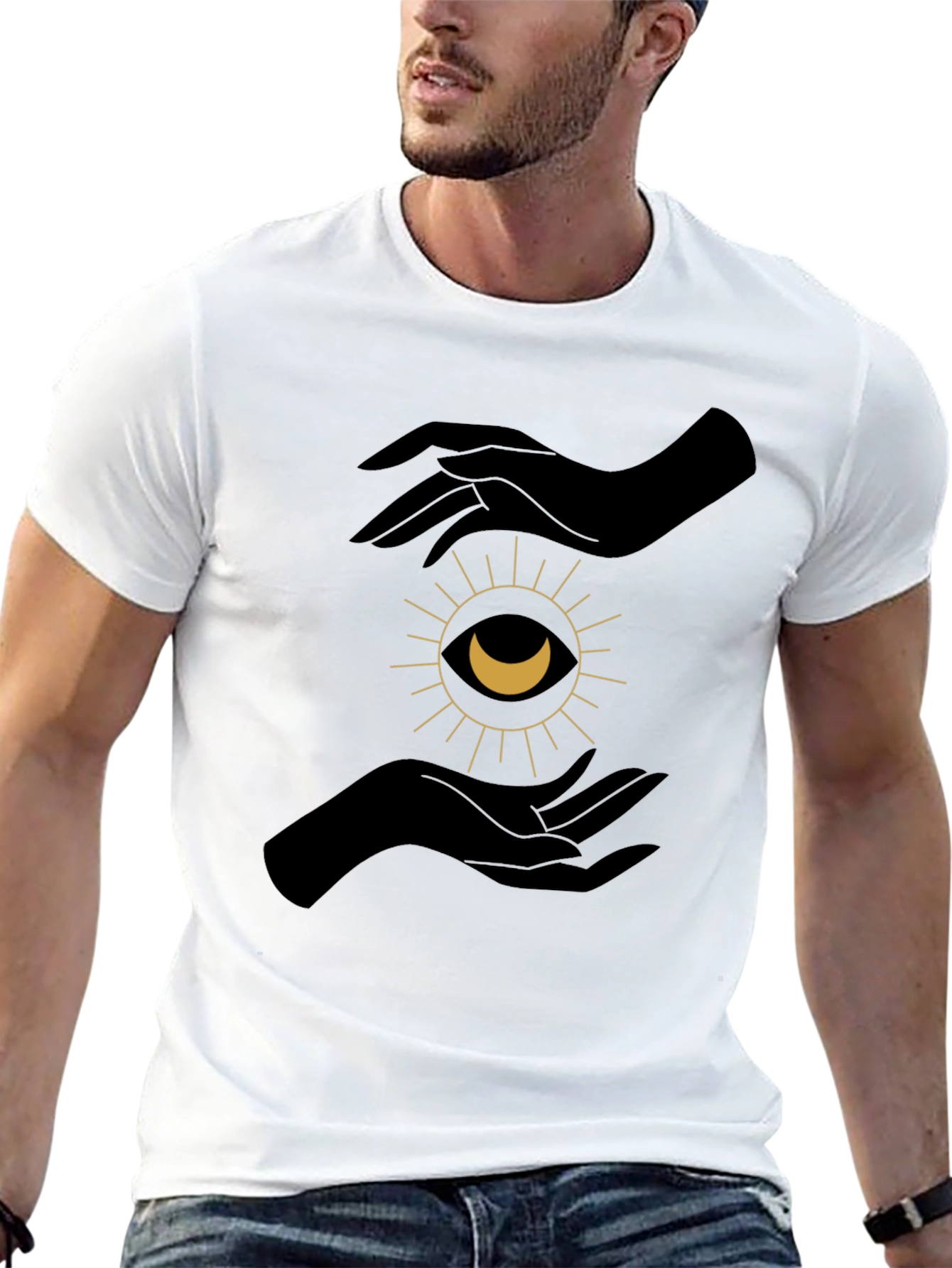 Black Mystic Hands Graphic Tee - Stylish Unisex T-Shirt view 13