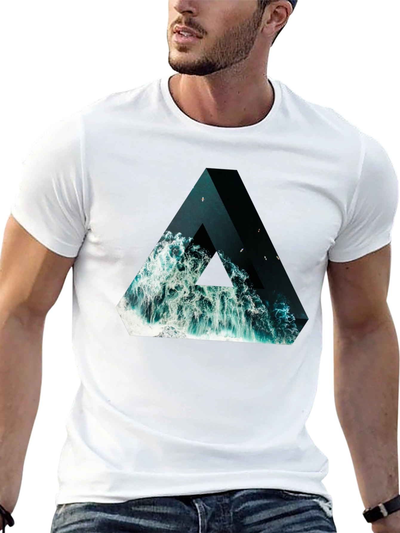 Black Ocean Triangle Graphic Tee - Unique Design! view 13