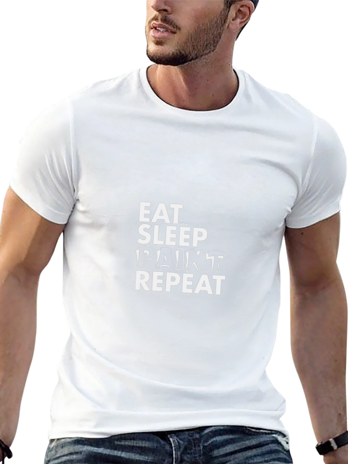 Black Eat Sleep Paint Repeat Black Graphic T-Shirt view 13