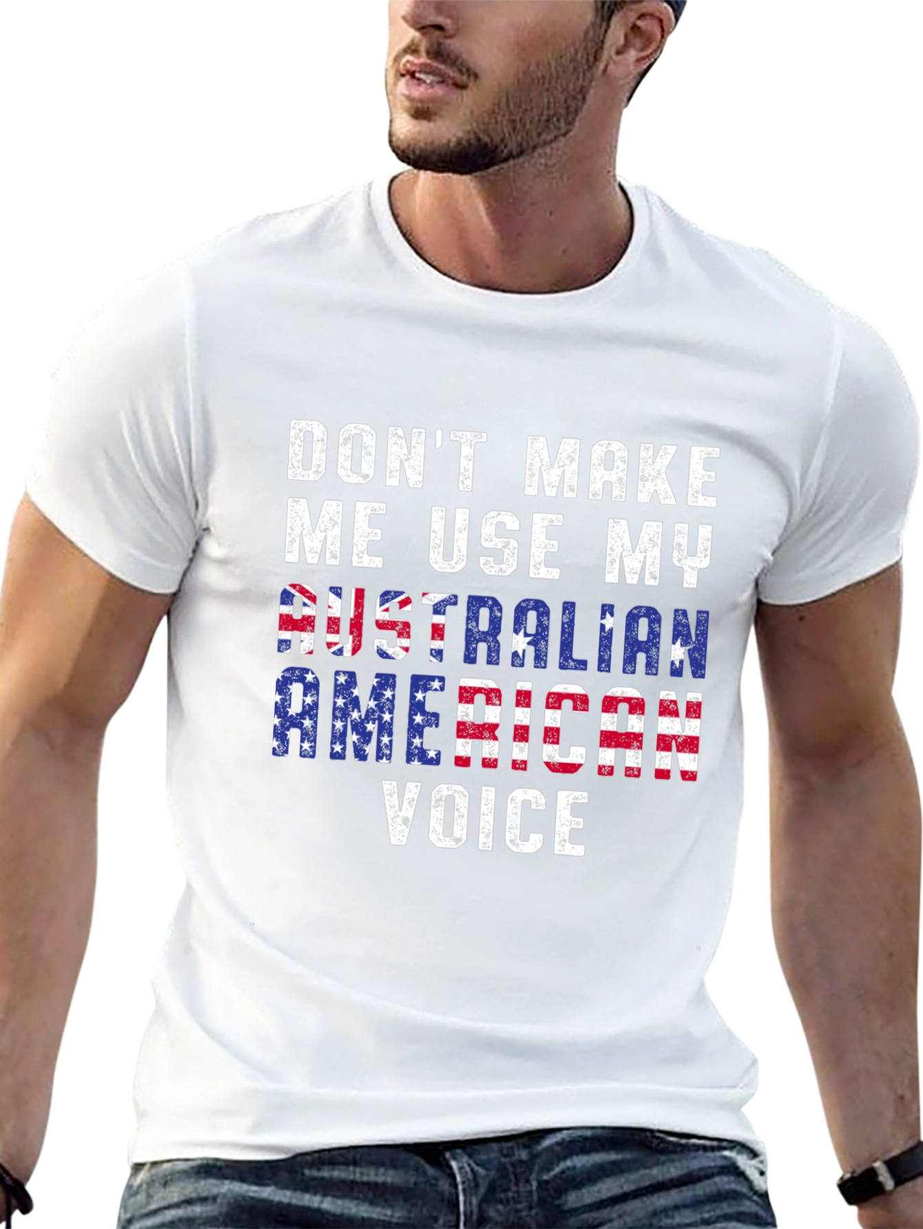 Black Funny Australian American Voice T-Shirt view 13