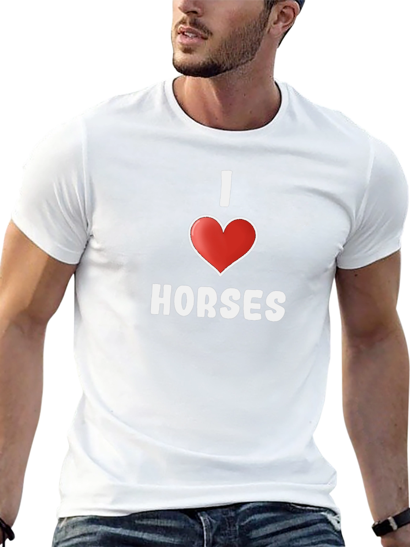 Black I Heart Horses Graphic Tee - Black Cotton Casual Shirt view 13