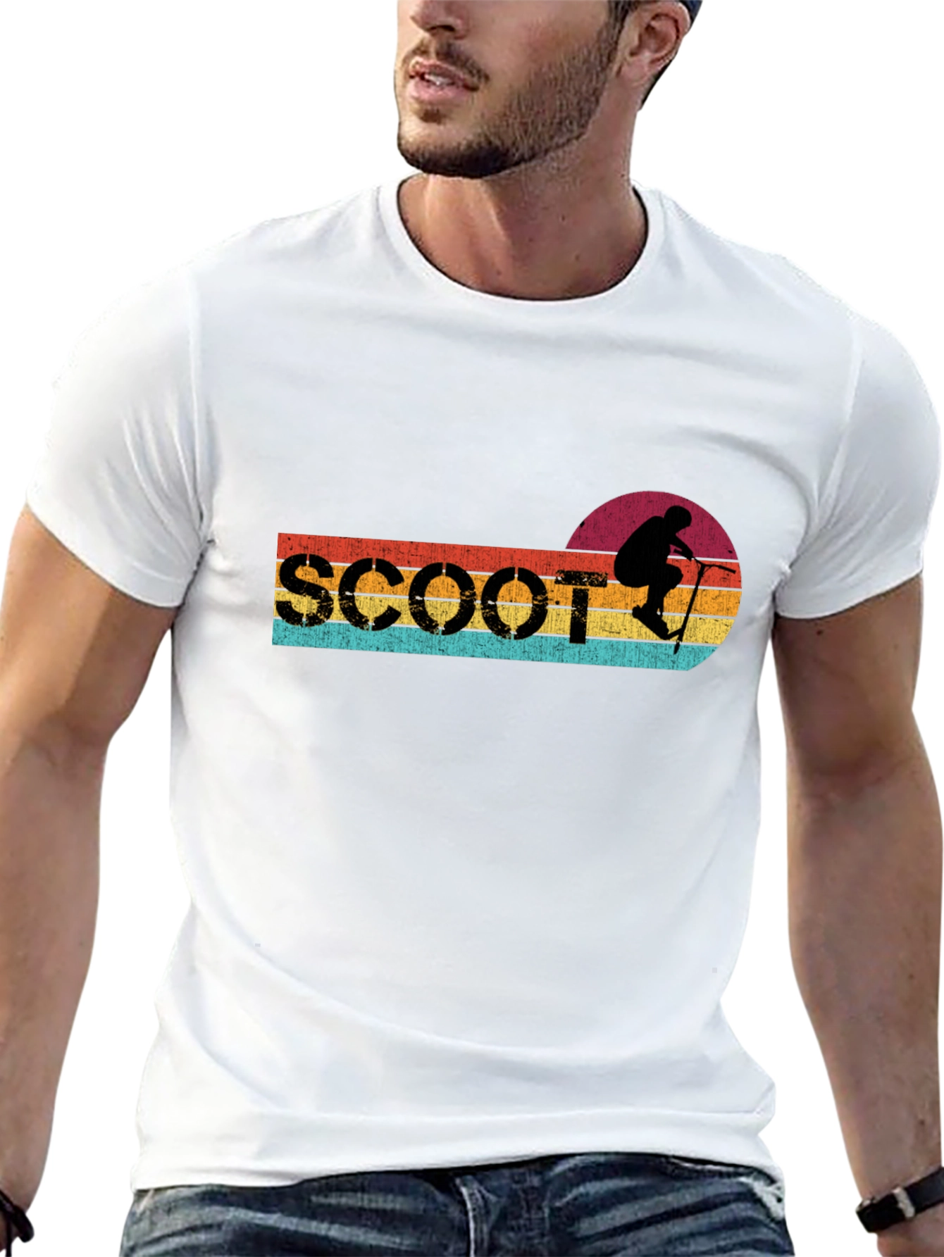 Black Retro Scoot T-Shirt - Vintage Scooter Rider Graphic Tee view 13