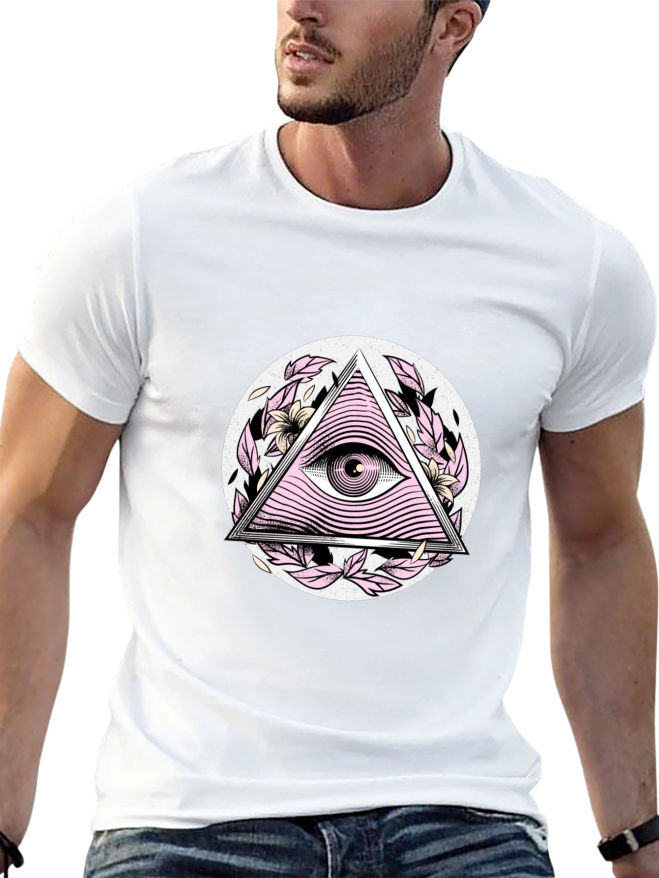 Black All Seeing Eye Graphic Black T-Shirt view 13