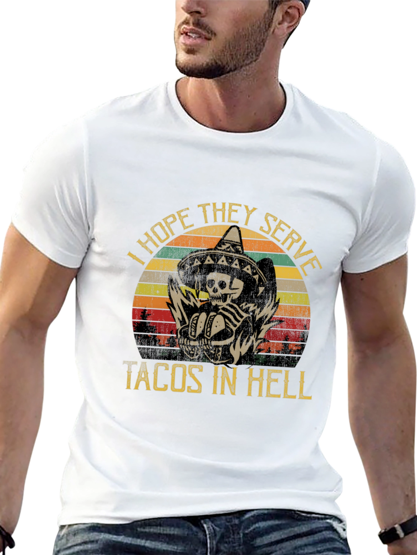 Black I Hope They Serve Tacos in Hell Graphic Tee view 13