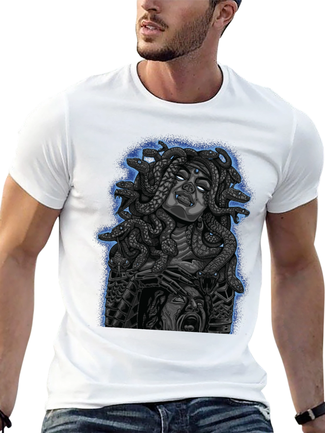 Black Medusa Graphic Print Tee - Mythical Style view 13