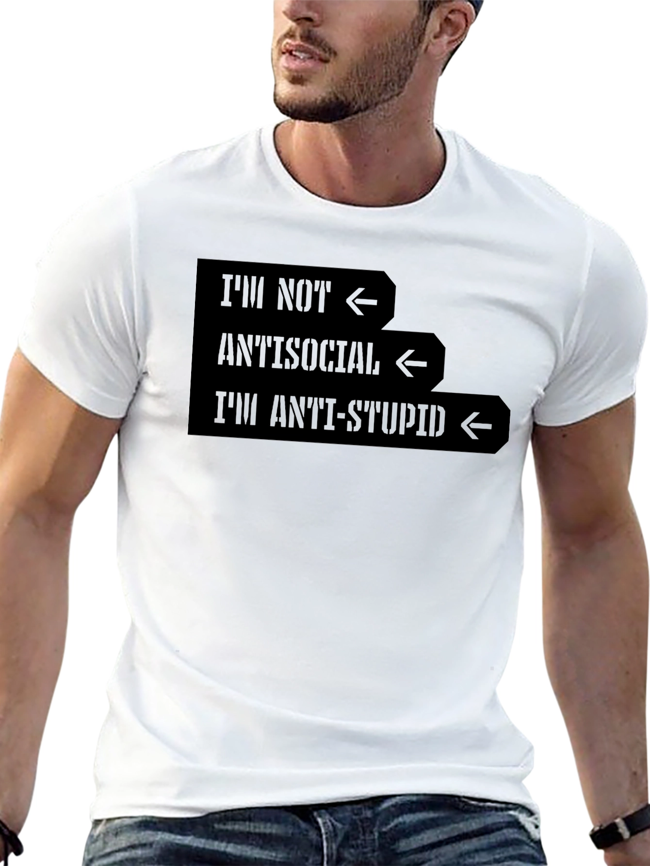 Black Anti-Stupid Graphic Tee - Sarcastic Humor T-Shirt view 13
