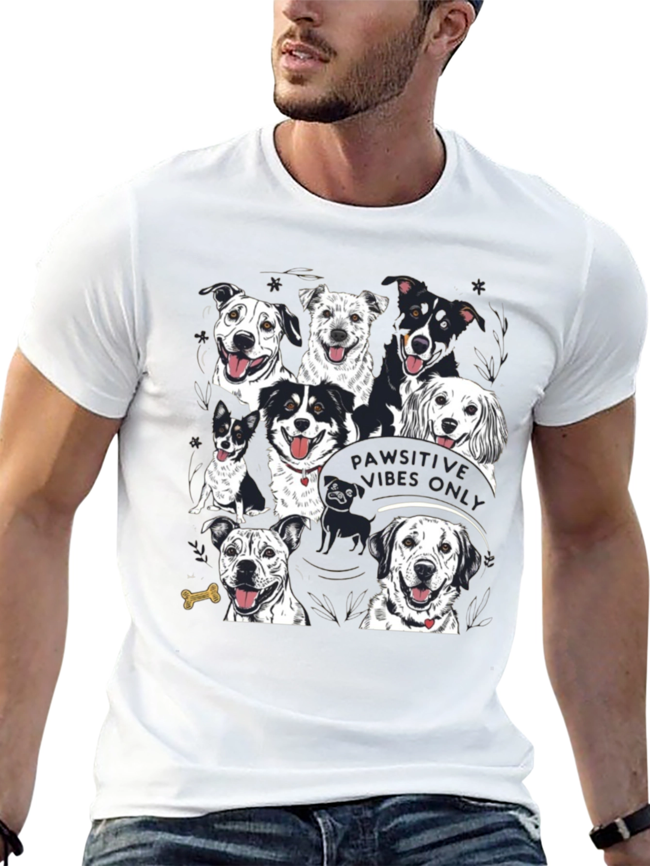 Black Pawsitive Vibes Only Dog Graphic T-Shirt view 13