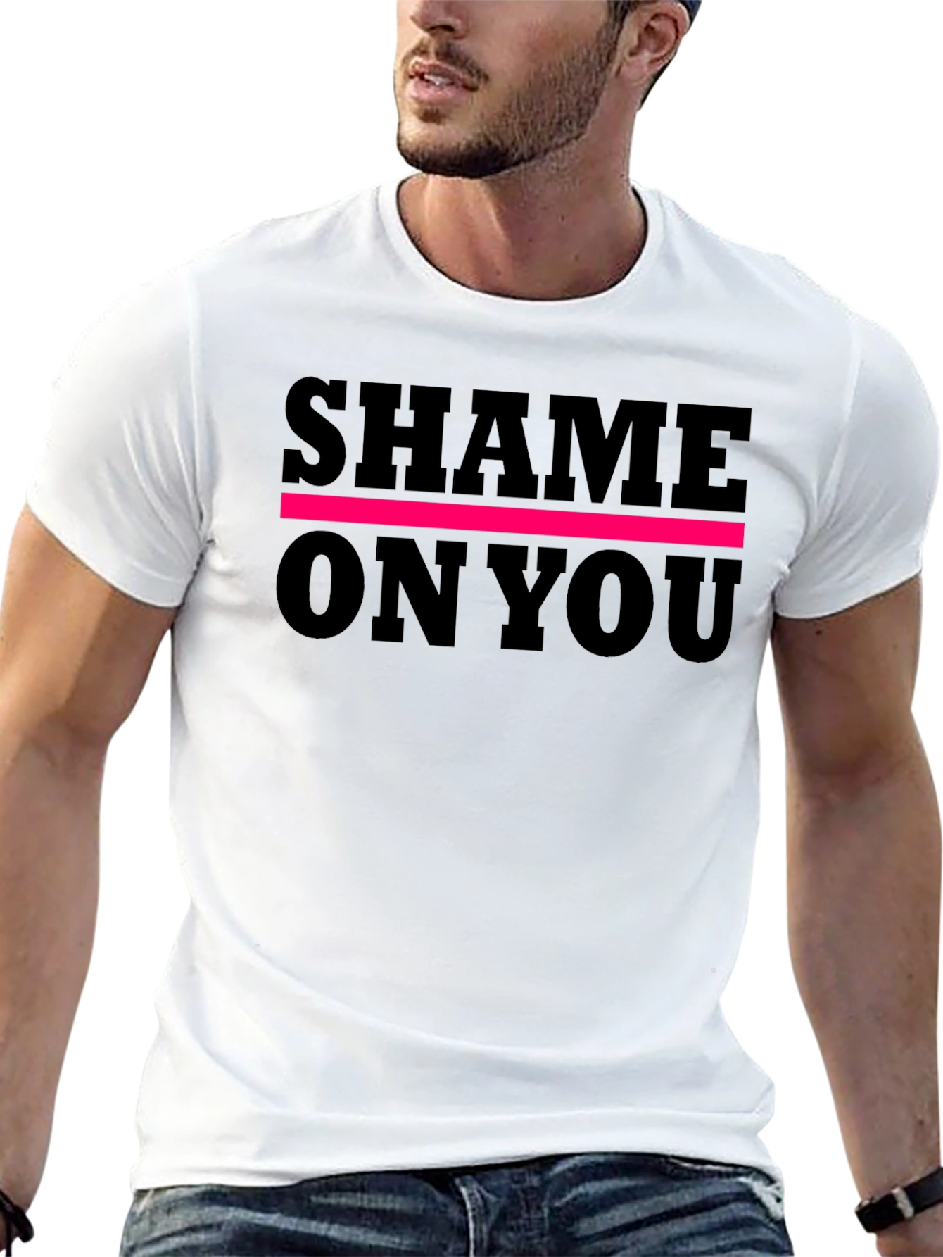 Black Shame On You Graphic Tee - Bold Statement Shirt view 13