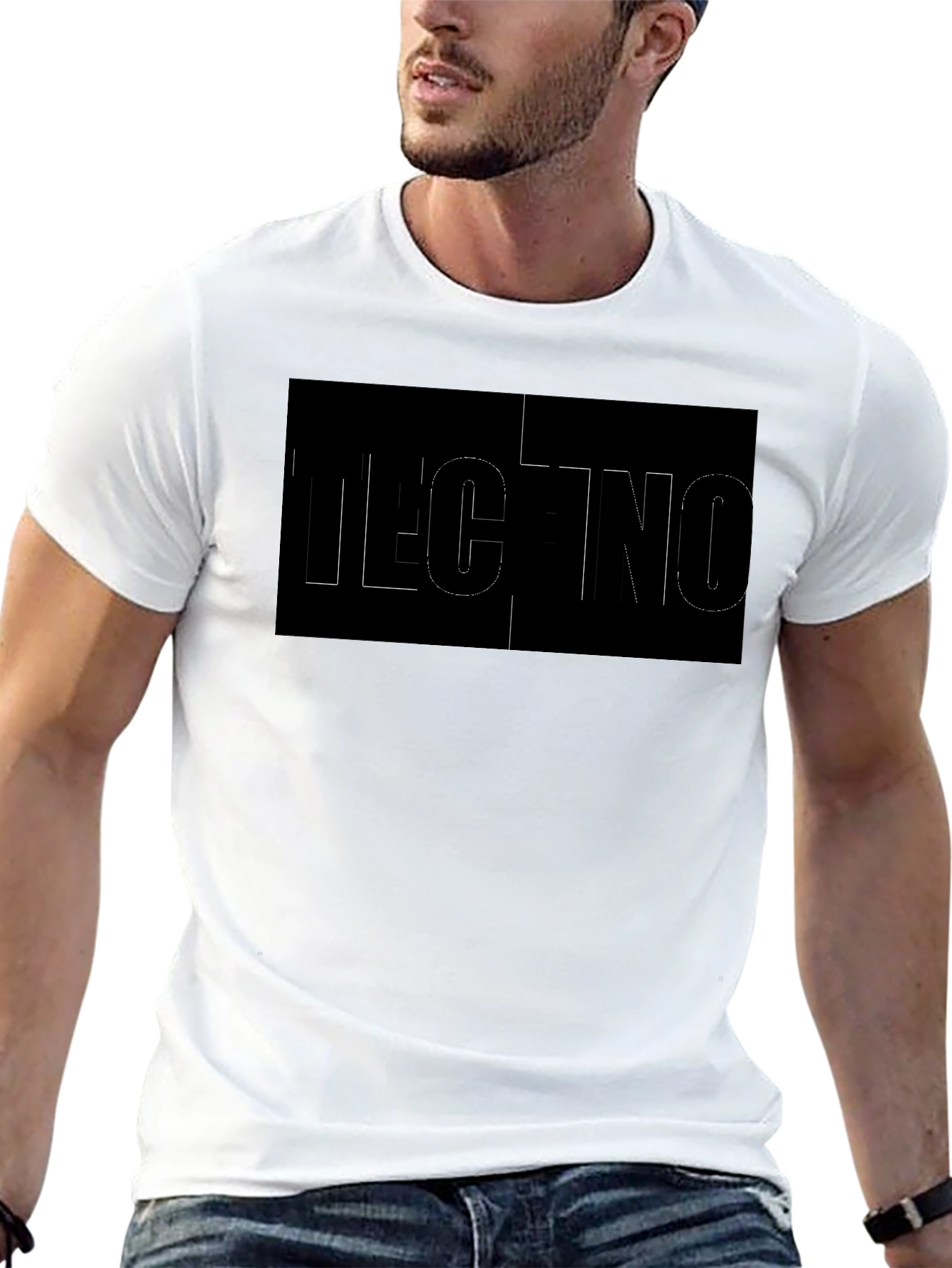 Black Techno Graphic Tee - Stylish Men's Black T-Shirt view 13
