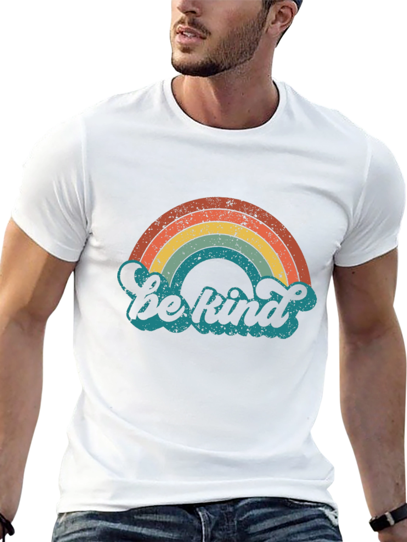 Black Retro Rainbow 'Be Kind' Graphic Tee view 13