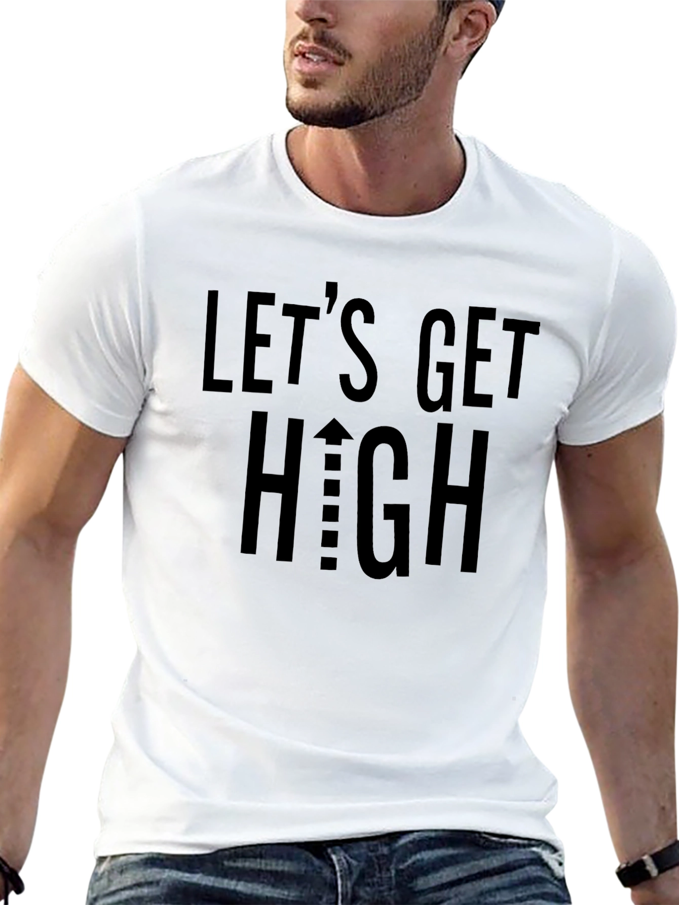 Black Let's Get High Black Graphic Tee view 13