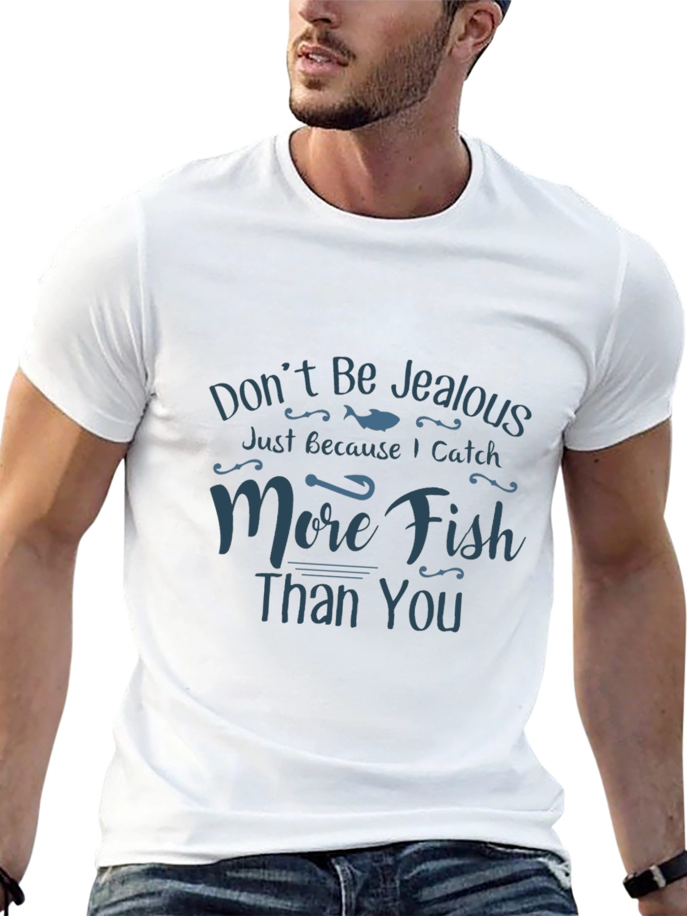 Black Funny Fishing T-Shirt - Don't Be Jealous view 13